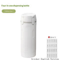 4-in-1 dispensing bottle, white, with English label stickers included