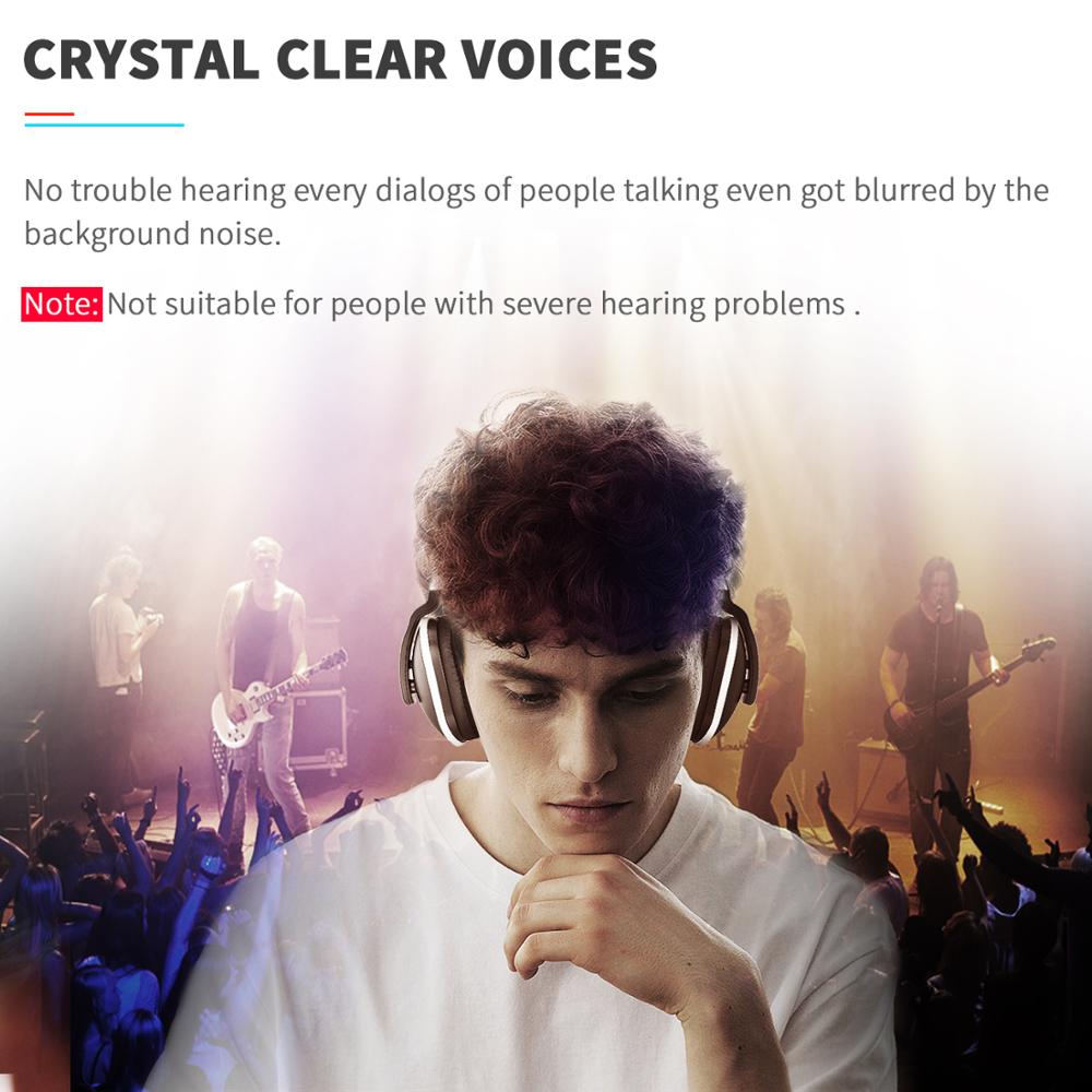 On-ear wireless headphones with microphone boom worn by person in a white shirt