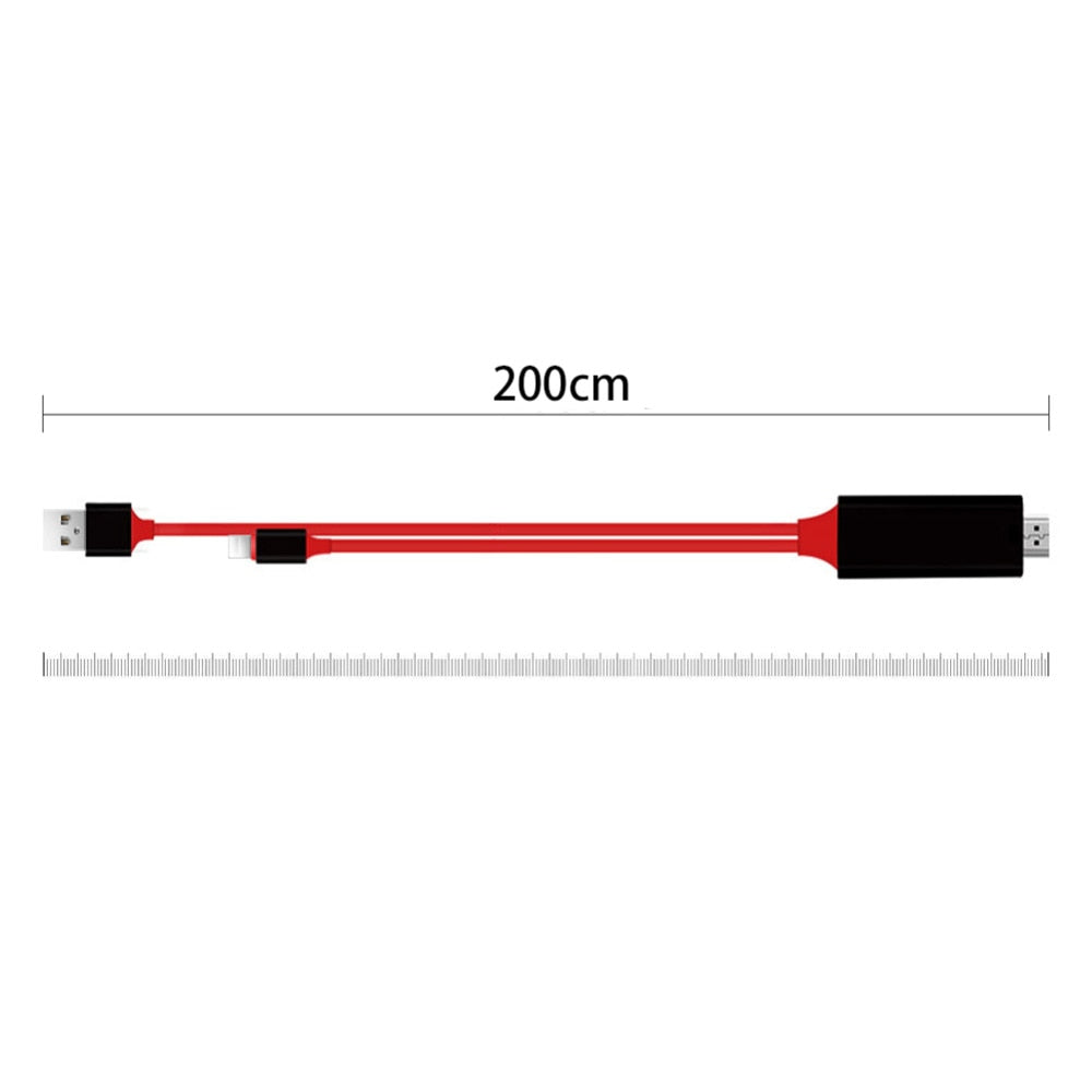 كابل عرض هاتف محمول ثلاثي في واحد من نوع Type-C إلى HDMI