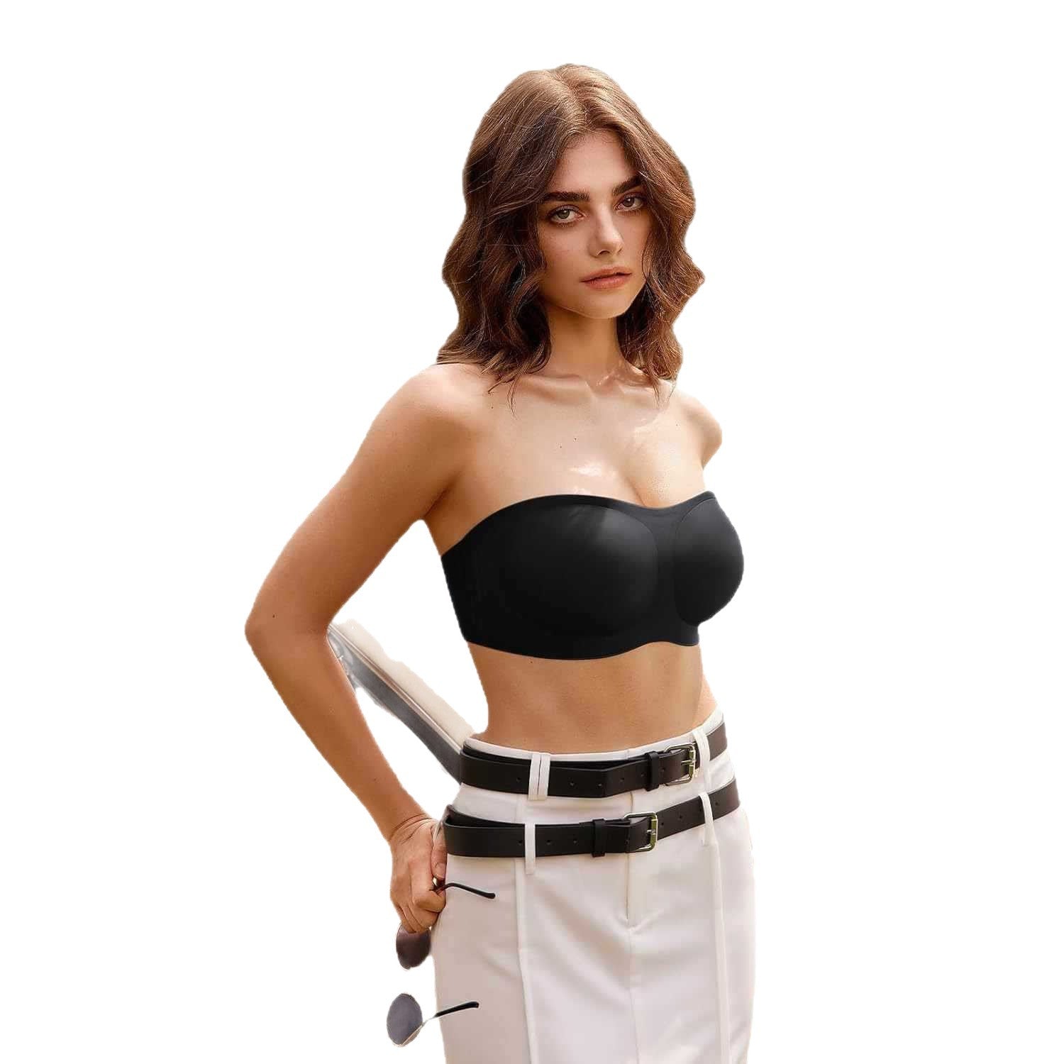 Womens Strapless Push-up Bandeau Bra