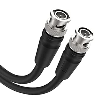 Black SDI coax cable with two silver BNC connectors and braided shielding