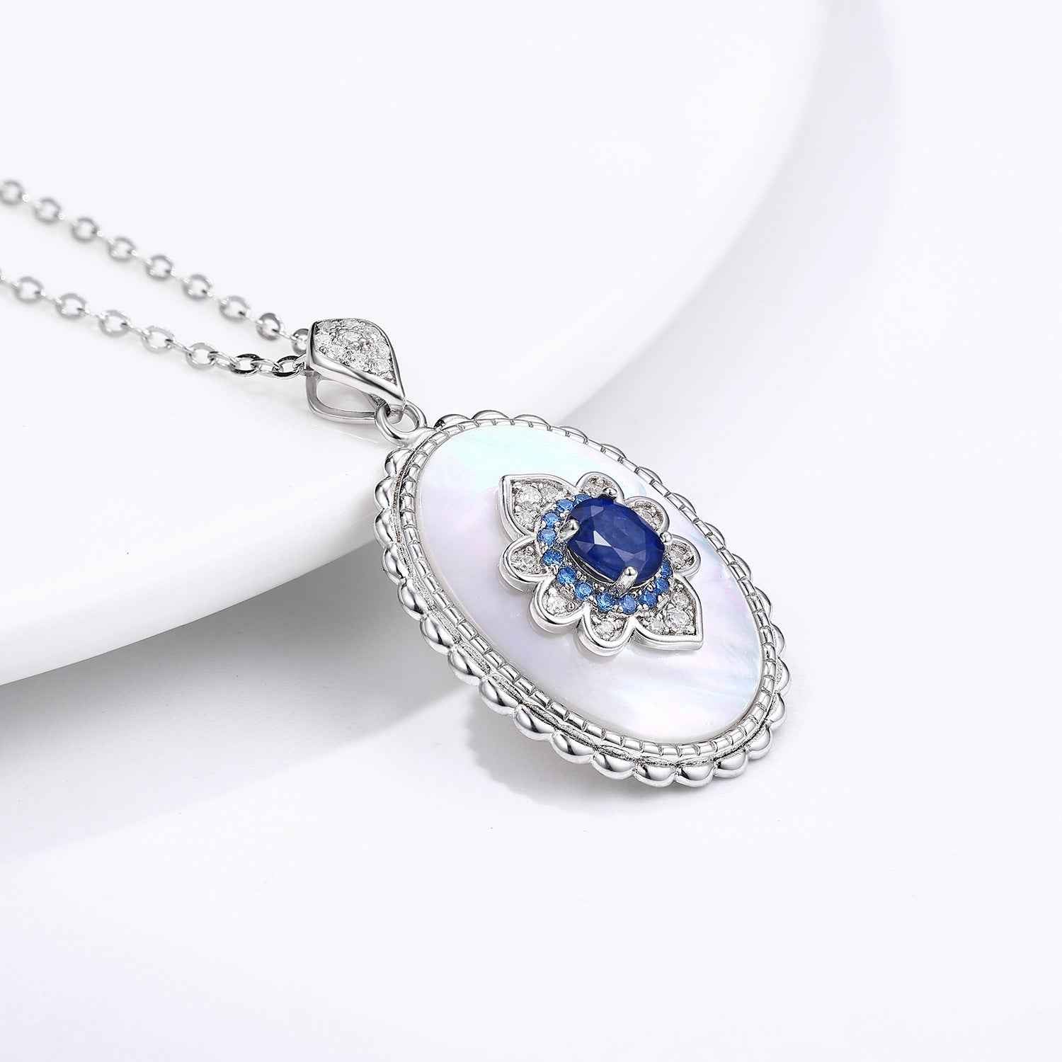 Sapphire Diamond Pendant 925 Sterling Silver Party Wedding Pendants Chain Necklace For Women Charm Jewelry