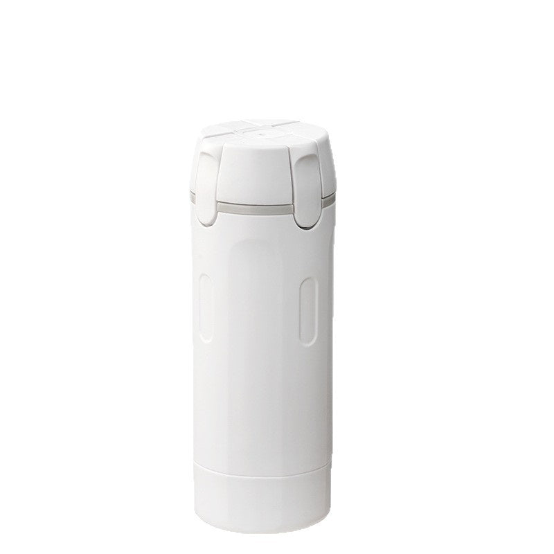4-in-1 travel dispenser bottle, white with flip-top lid