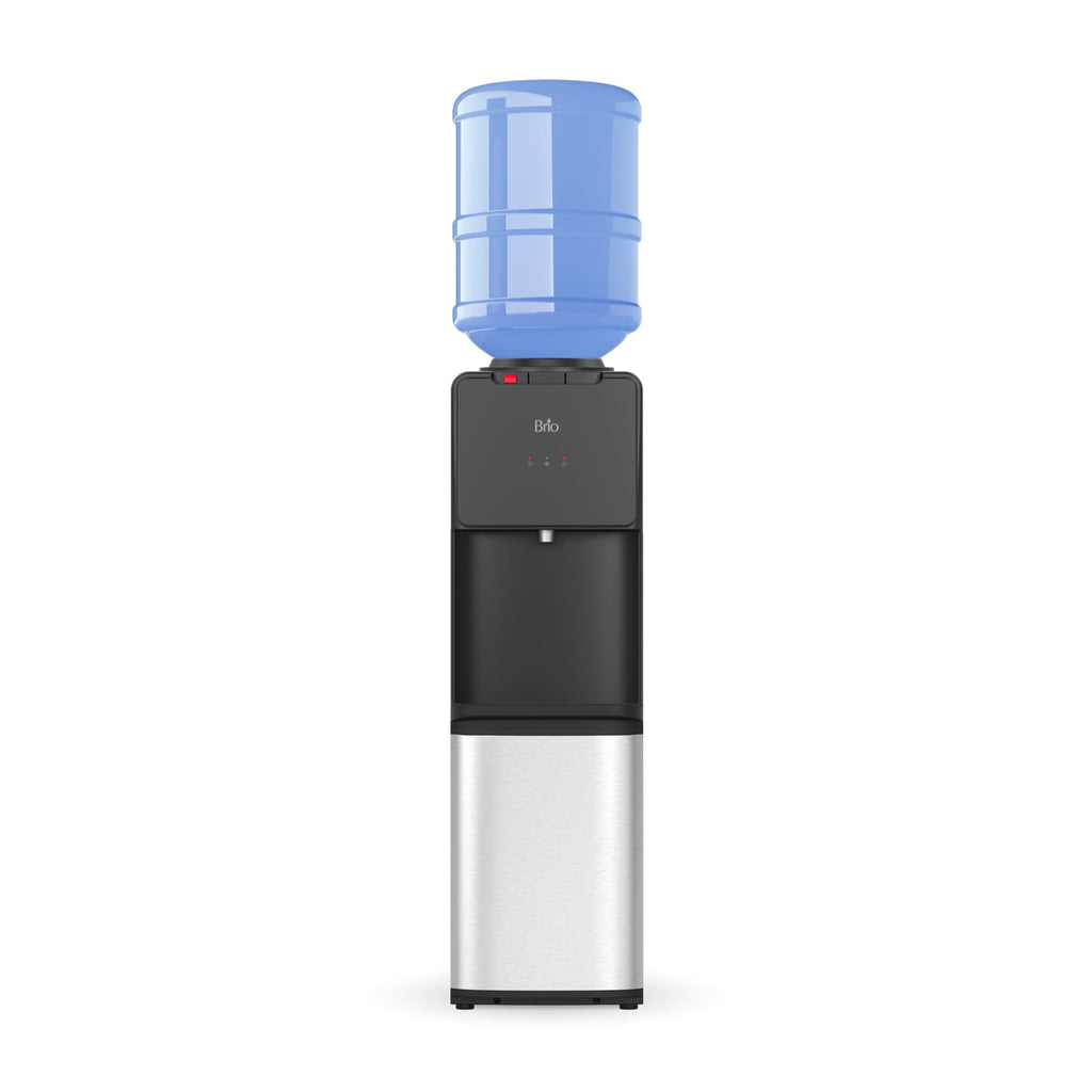 Brio 130 Series Top-Load Water Cooler Dispenser for 3- and 5-Gallon Bottles, Hot & Cold, Spill-Free Loading, Child Safety Lock, Energy Star 3.0, Black