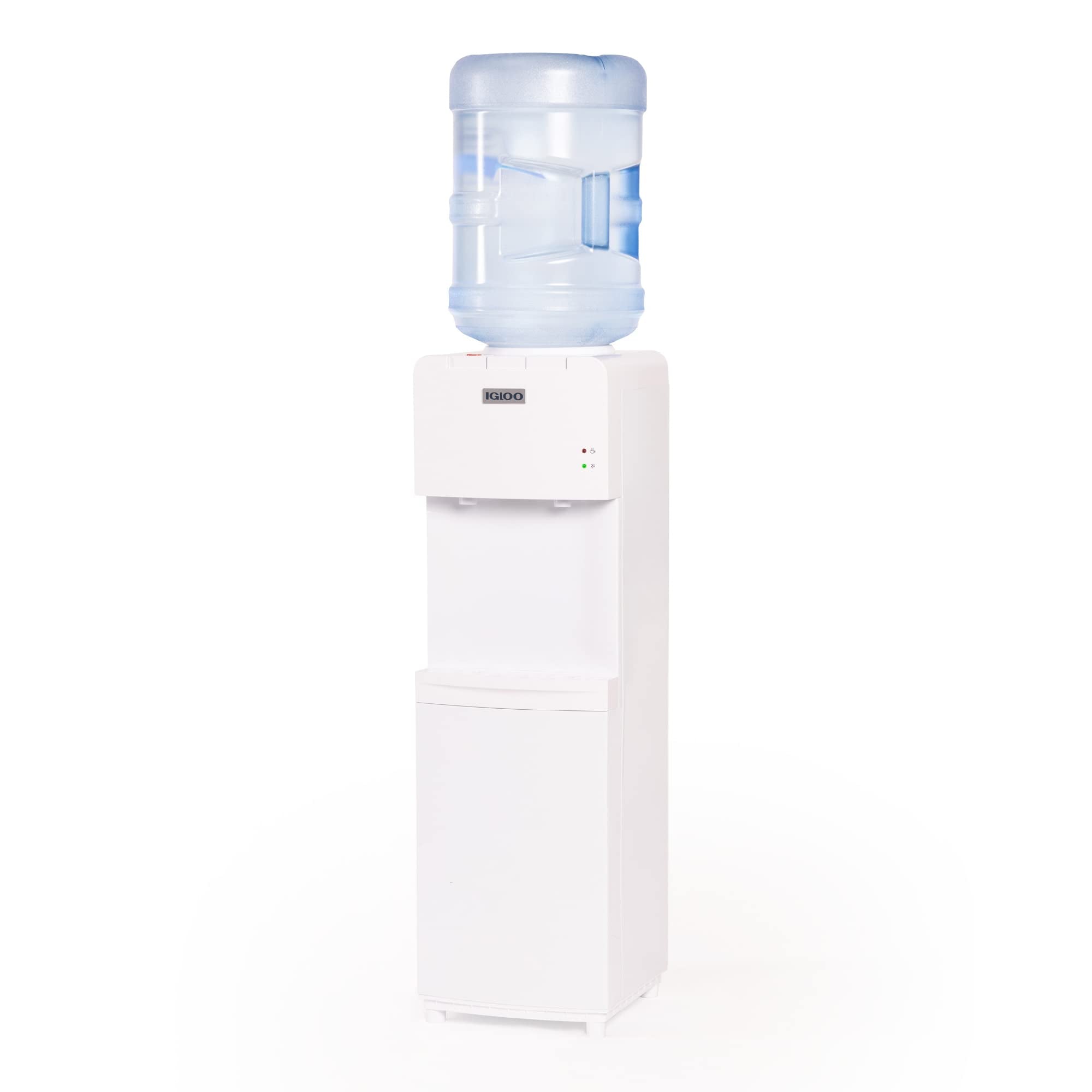 Igloo Top Loading Water Cooler with Removable Drip Tray & Energy-Saving Features- Water Tower with Hot & Cold Temperature Settings- Water Dispenser Fits 3 & 5-Gallon Jugs with Child Safety Lock- White