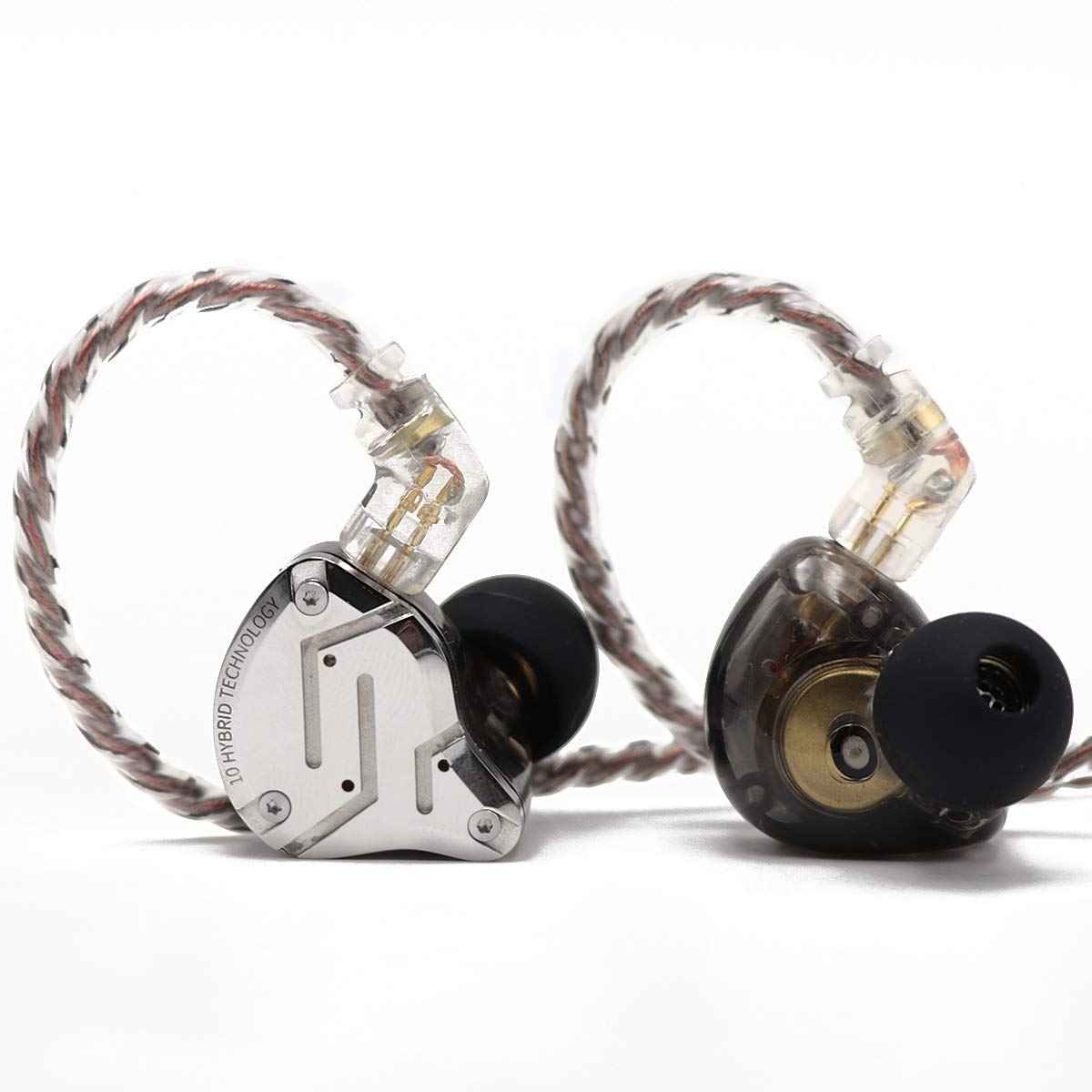Linsoul KZ ZS10 Pro, 4BA+1DD 5 Driver in Ear Monitor, HiFi Wired Earbuds, Gaming Earbuds, Hybrid IEM Earphones with Stainless Steel Faceplate, Detachable Cable for Musician(Without Mic, Dark Black)
