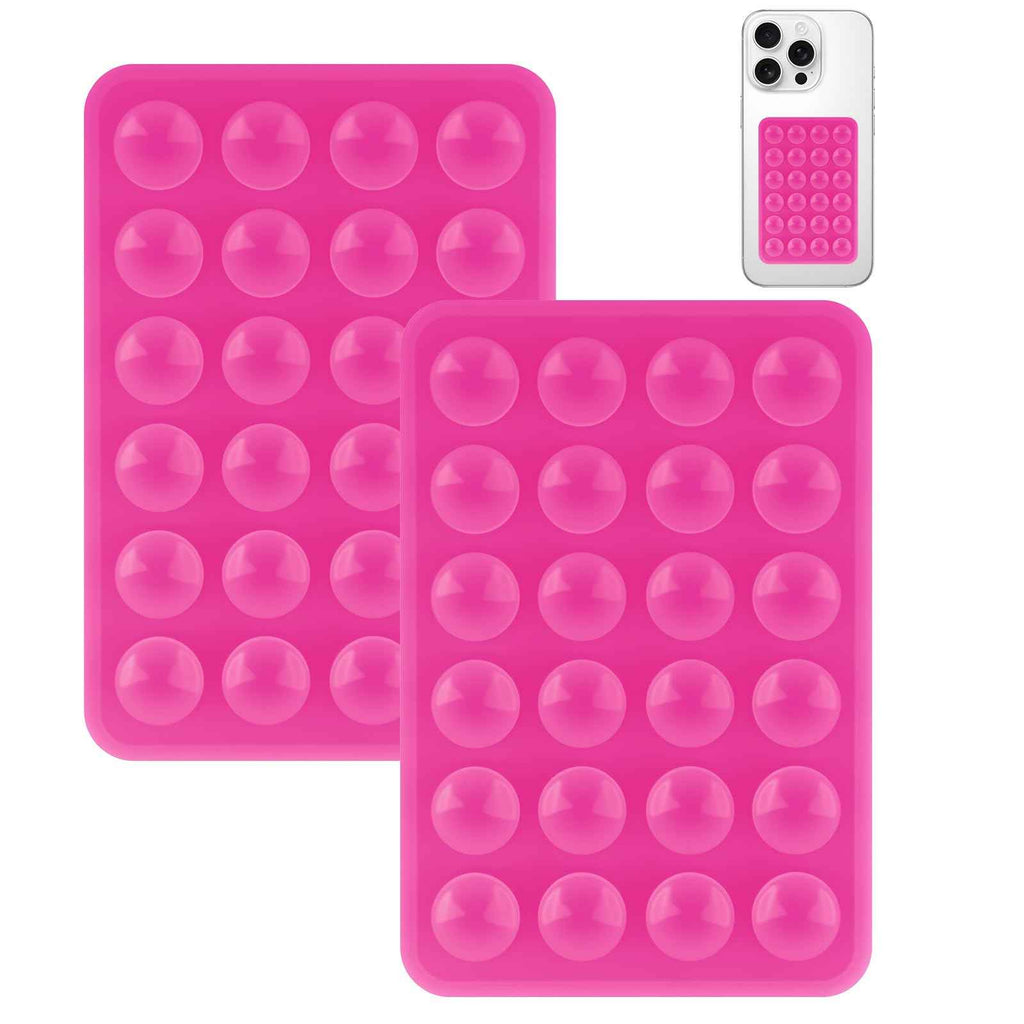 Yojaro 4Pack Silicone Suction Phone Case Mount, Silicon Adhesive Smartphones Stand Sticky, Hands-Free Phone Accessories Holder for Selfies and Videos (Black & White & Translucent & Light Pink)
