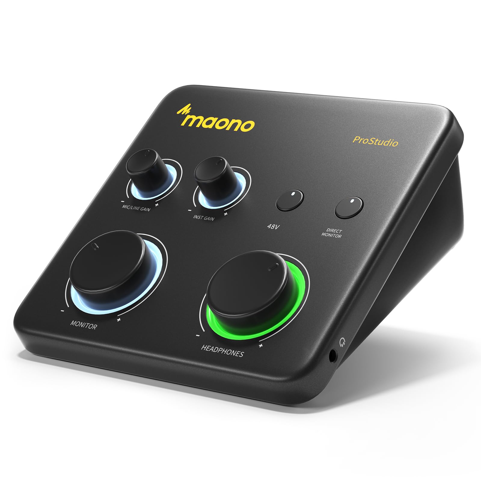 MAONO USB音频接口适用于PC：带XLR输入、24位/192kHz路由软件、LOOPBACK、ASIO驱动，适用于录音、家庭工作室、吉他、播客、直播、DAW（PS22 Lite 黑）