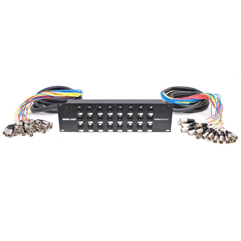 Seismic Audio SARMSS-16x515 Rack Mount 16 Channel XLR TRS Combo Splitter Snake Cable - 5' & 15' XLR trunks