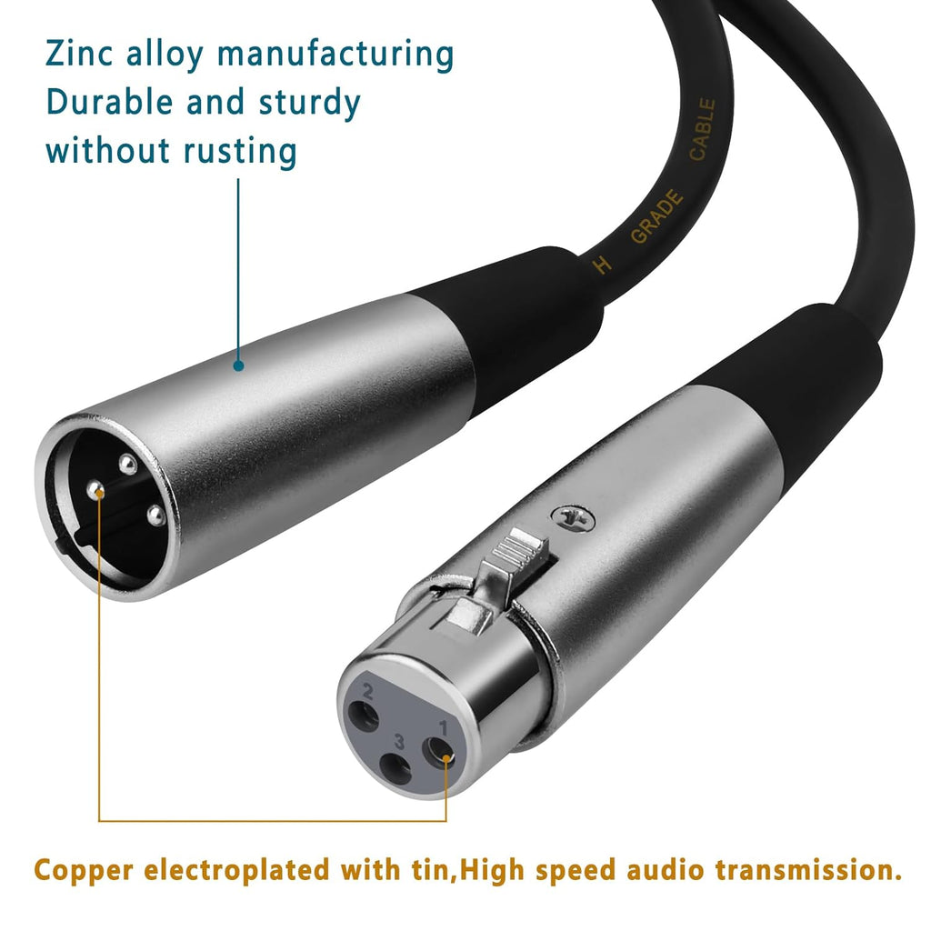 كابلات XLR، كابل ميكروفون XLR بطول 6 أقدام، مجموعة 8 قطع، كابل مكبر صوت متوازن 3 دبابيس من ذكر إلى أنثى، سلك ميكروفون للاستوديو، التسجيل الحي، إضاءة DMX