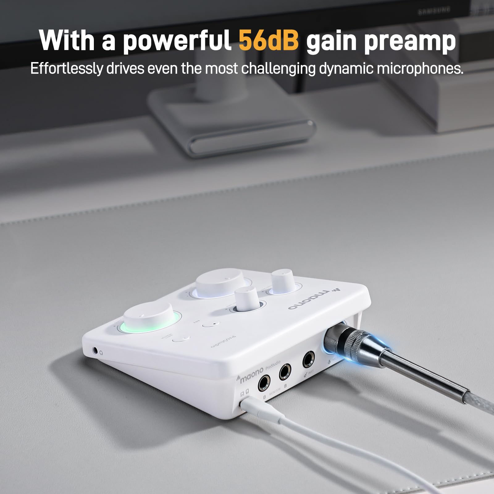 MAONO USB音频接口适用于PC：带XLR输入、24位/192kHz路由软件、LOOPBACK、ASIO驱动，适用于录音、家庭工作室、吉他、播客、直播、DAW（PS22 Lite 黑）