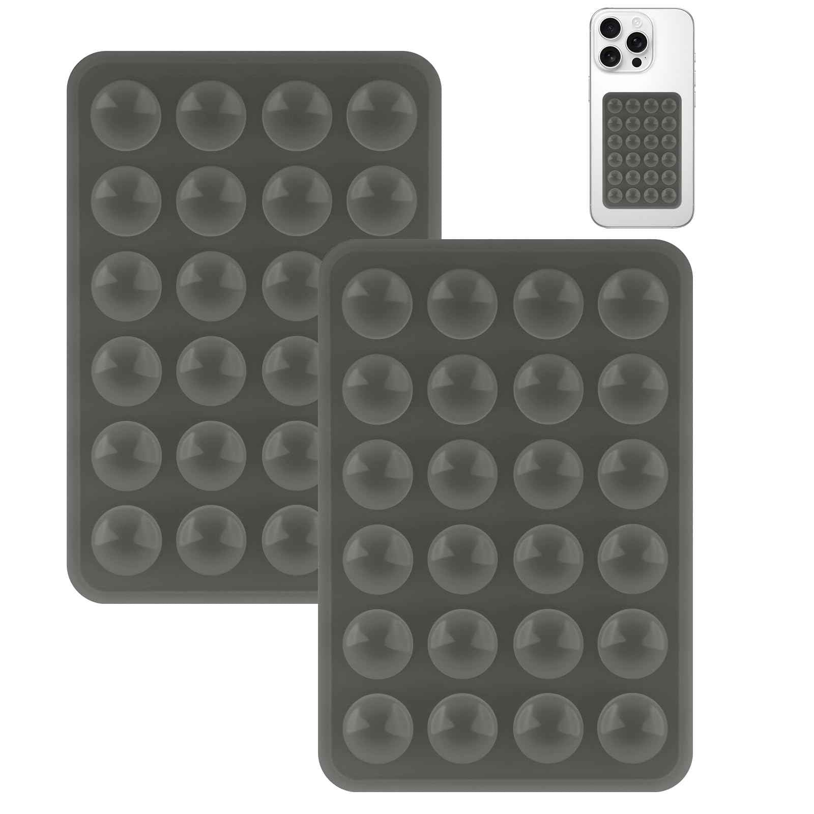Yojaro 4Pack Silicone Suction Phone Case Mount, Silicon Adhesive Smartphones Stand Sticky, Hands-Free Phone Accessories Holder for Selfies and Videos (Black & White & Translucent & Light Pink)