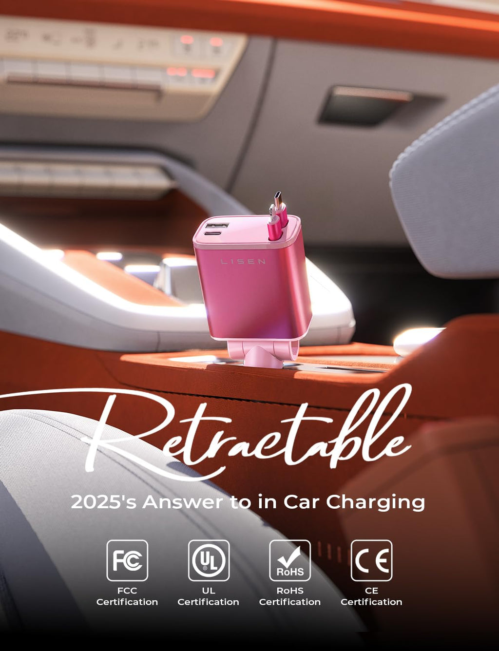 LISEN einziehbares Auto-Ladegerät, Geschenke zum Muttertag 2026, 84W Auto-Ladegerät USB C Schnellladung, Geschenke für Mama Papa Ihn Sie, Reiseutensilien Autozubehör für Männer Frauen Geschenke für iPhone 17 16 15 14 13