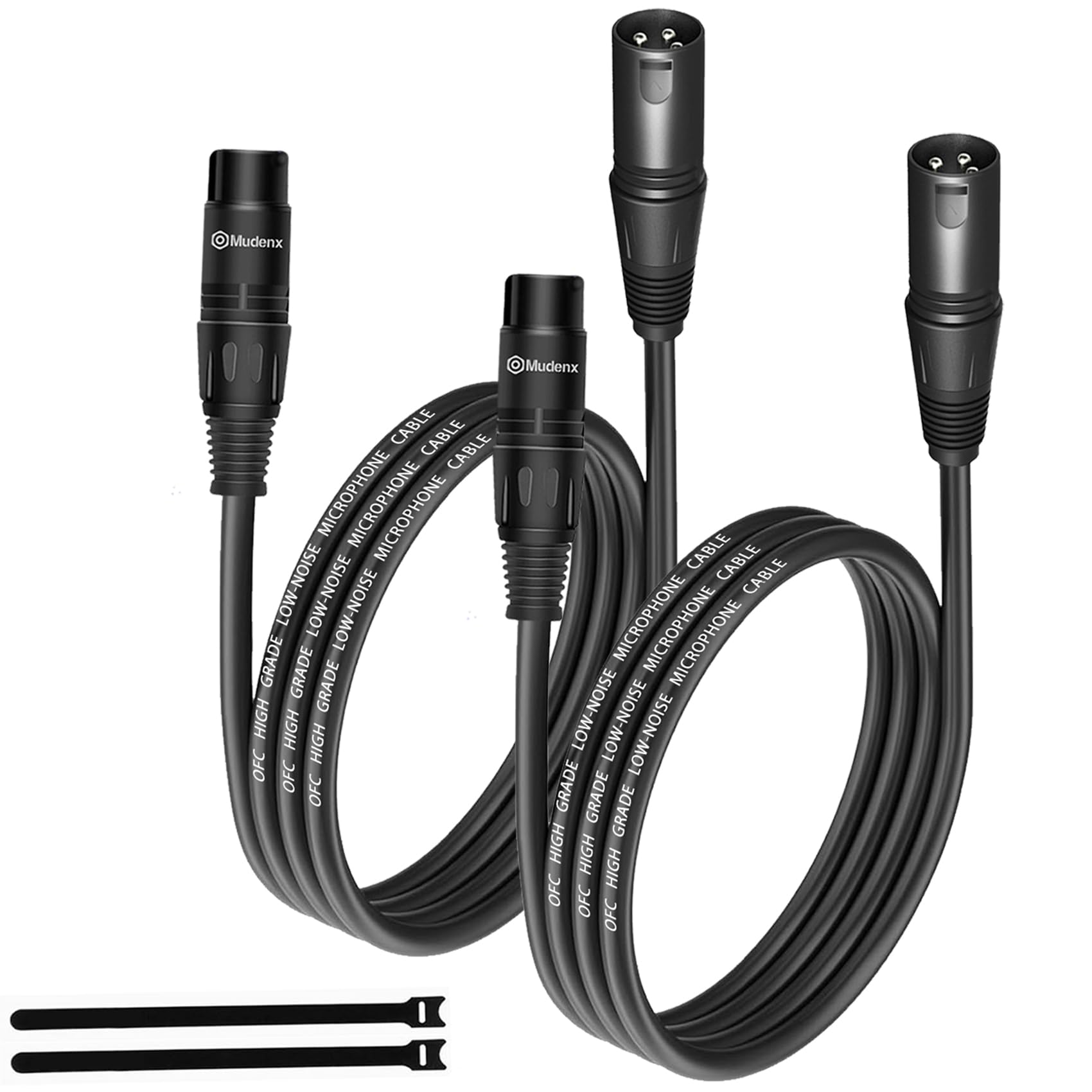 XLR Kabel 1,5 m, 2 Stück, XLR-Stecker auf -Buchse, 3-poliges Mikrofonkabel, abgeschirmt, symmetrisch, sauerstofffreies Kupfer (OFC), Lautsprecherkabel