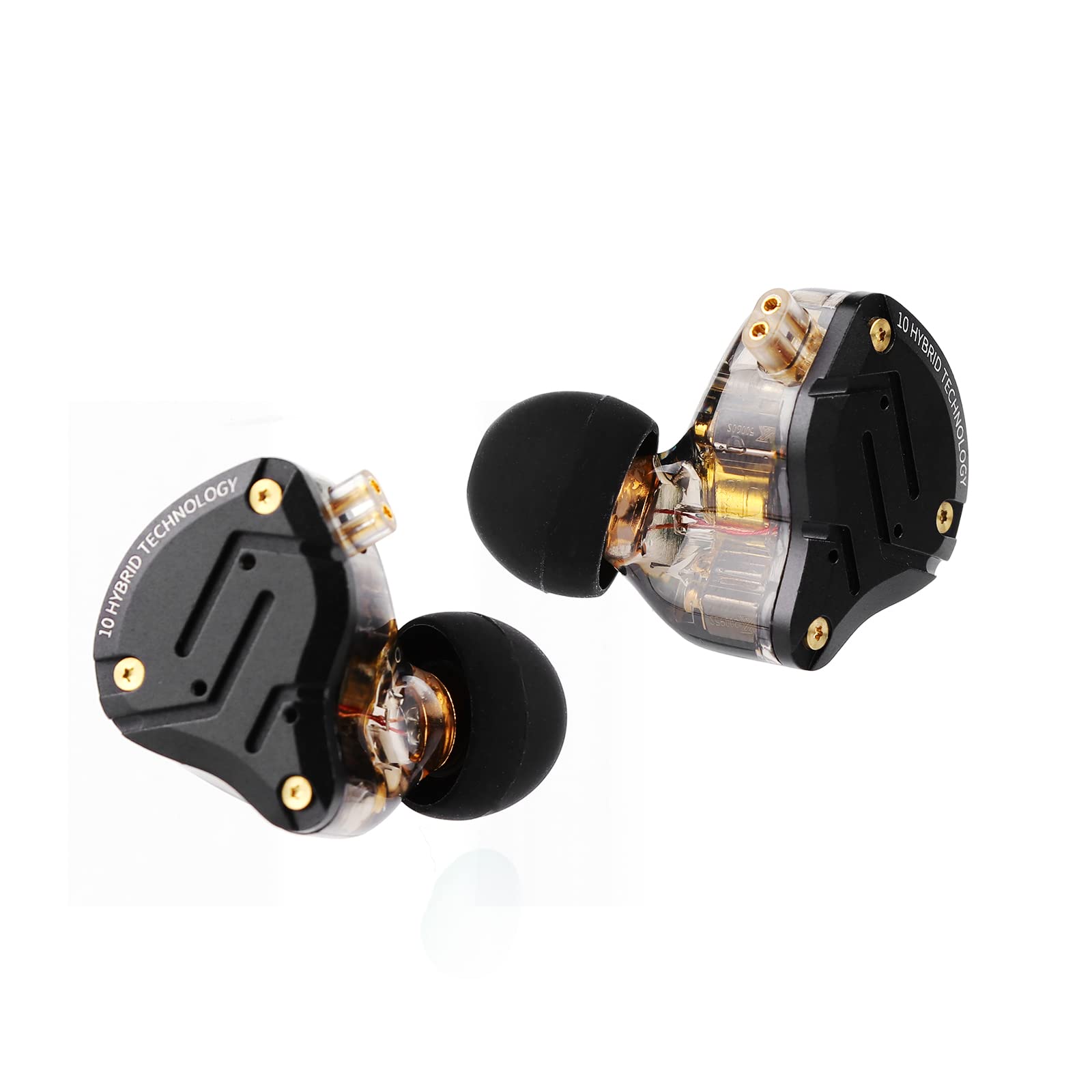 لينسول KZ ZS10 Pro، سماعات أذن داخلية مزودة بـ 4 محركات BA و1 محرك DD، سماعات سلكية هاي فاي، سماعات ألعاب، سماعات IEM هجينة مع لوحة وجه من الفولاذ المقاوم للصدأ، كابل قابل للفصل للموسيقيين (بدون ميكروفون، أسود)