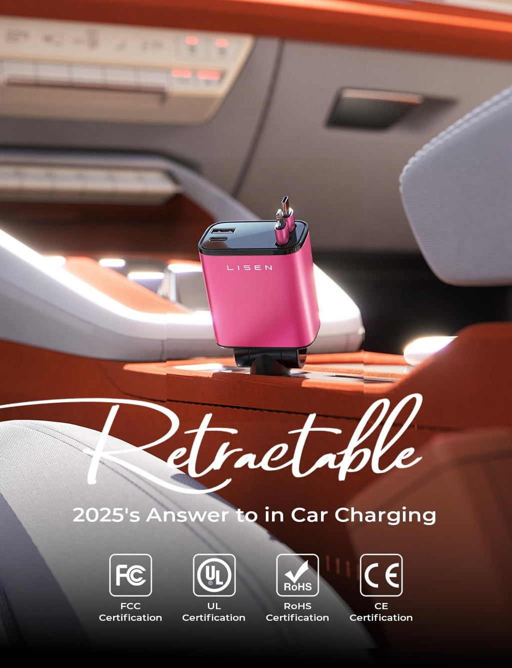 LISEN einziehbares Auto-Ladegerät, Geschenke zum Muttertag 2026, 84W Auto-Ladegerät USB C Schnellladung, Geschenke für Mama Papa Ihn Sie, Reiseutensilien Autozubehör für Männer Frauen Geschenke für iPhone 17 16 15 14 13