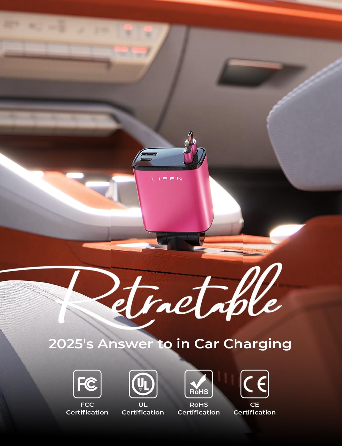 LISEN einziehbares Auto-Ladegerät, Geschenke zum Muttertag 2026, 84W Auto-Ladegerät USB C Schnellladung, Geschenke für Mama Papa Ihn Sie, Reiseutensilien Autozubehör für Männer Frauen Geschenke für iPhone 17 16 15 14 13