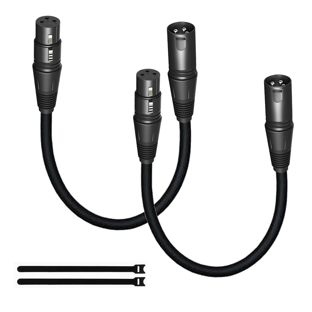XLR Kabel 1,5 m, 2 Stück, XLR-Stecker auf -Buchse, 3-poliges Mikrofonkabel, abgeschirmt, symmetrisch, sauerstofffreies Kupfer (OFC), Lautsprecherkabel