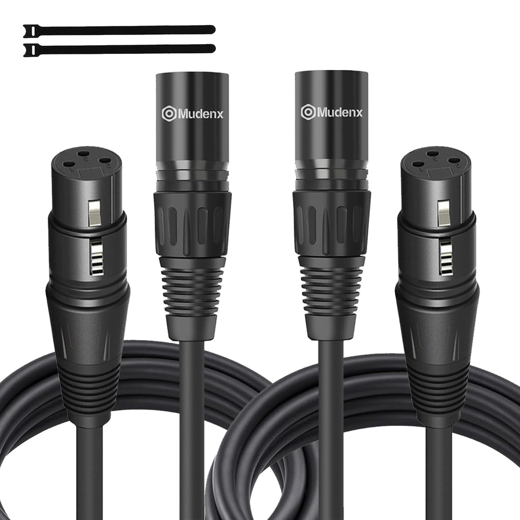 XLR Kabel 1,5 m, 2 Stück, XLR-Stecker auf -Buchse, 3-poliges Mikrofonkabel, abgeschirmt, symmetrisch, sauerstofffreies Kupfer (OFC), Lautsprecherkabel