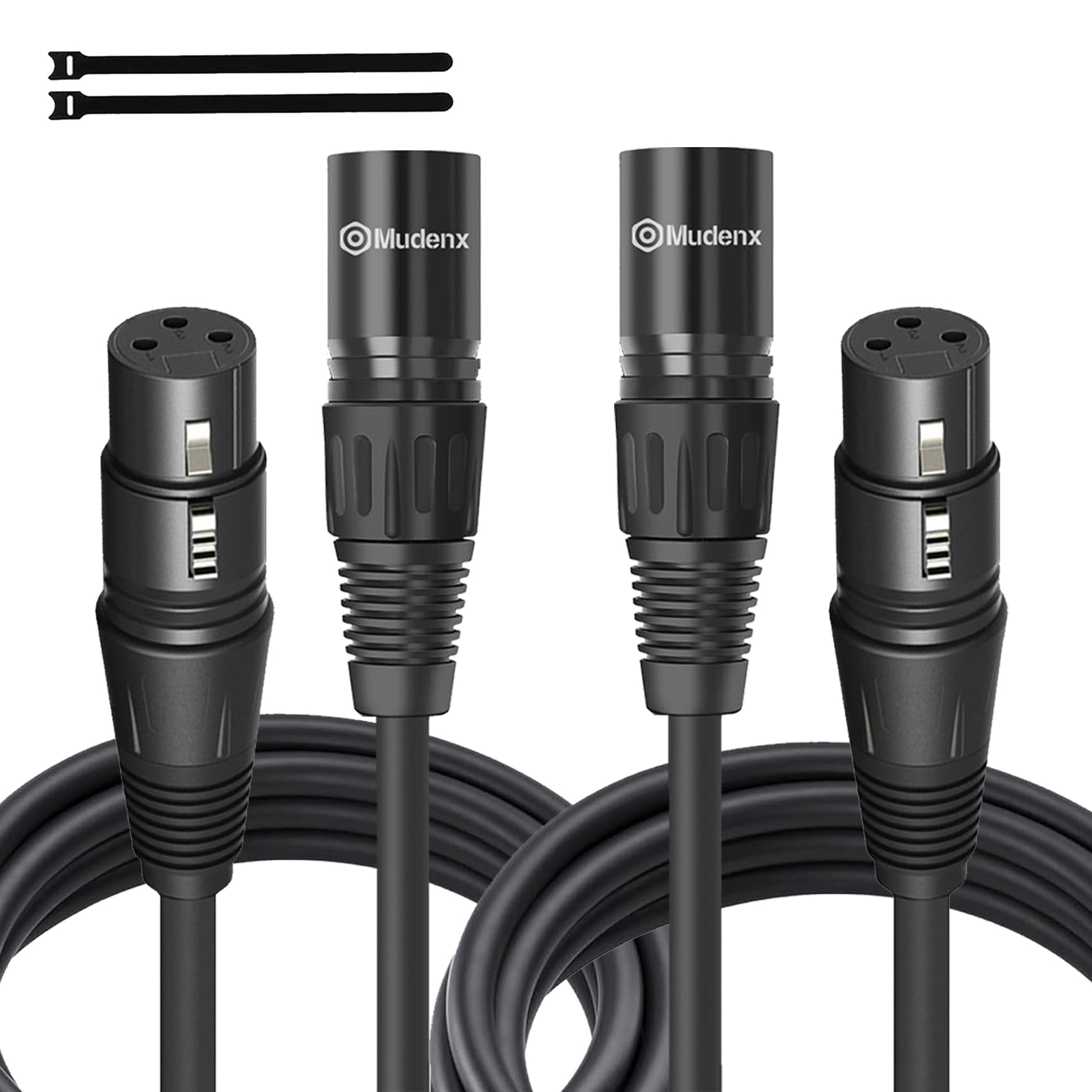 XLR Kabel 1,5 m, 2 Stück, XLR-Stecker auf -Buchse, 3-poliges Mikrofonkabel, abgeschirmt, symmetrisch, sauerstofffreies Kupfer (OFC), Lautsprecherkabel