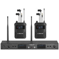Phenyx Pro UHF Mono Dual Wireless in-Ear Monitor System, Metal Wireless IEM System, Sturdy Bodypack Receiver, 2x50 Frequencies, Separate Outputs,164ft Operation, Suitable for Band and Studio (PTM-22)