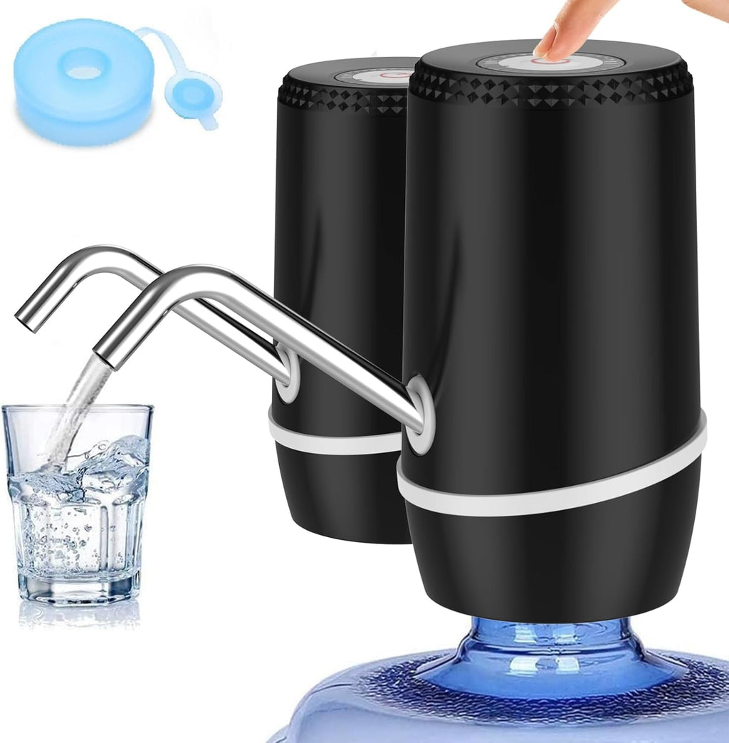 Myvision 2er-Pack elektrischer tragbarer 19-Liter-Wasserspender, universelle Micro-USB-Ladung Wasserflaschenpumpe, 11-19-Liter-Krug-Wasserspender mit Silikonkappe (2 Stück Modell 9)
