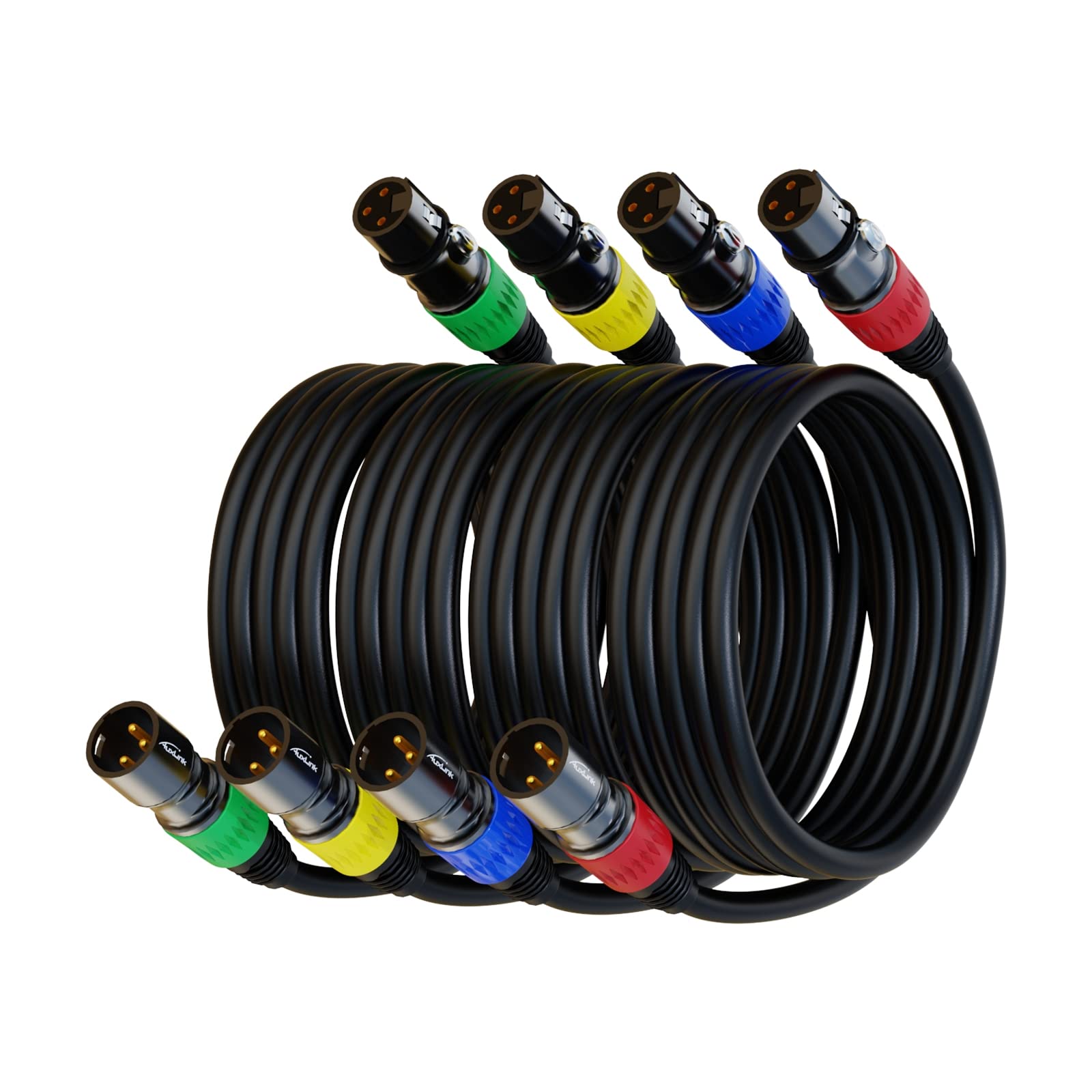 XLR 连接线，XLR 麦克风线 25 英尺 6 条装，镀金 3 针 XLR 音箱线公对母平衡麦克风线