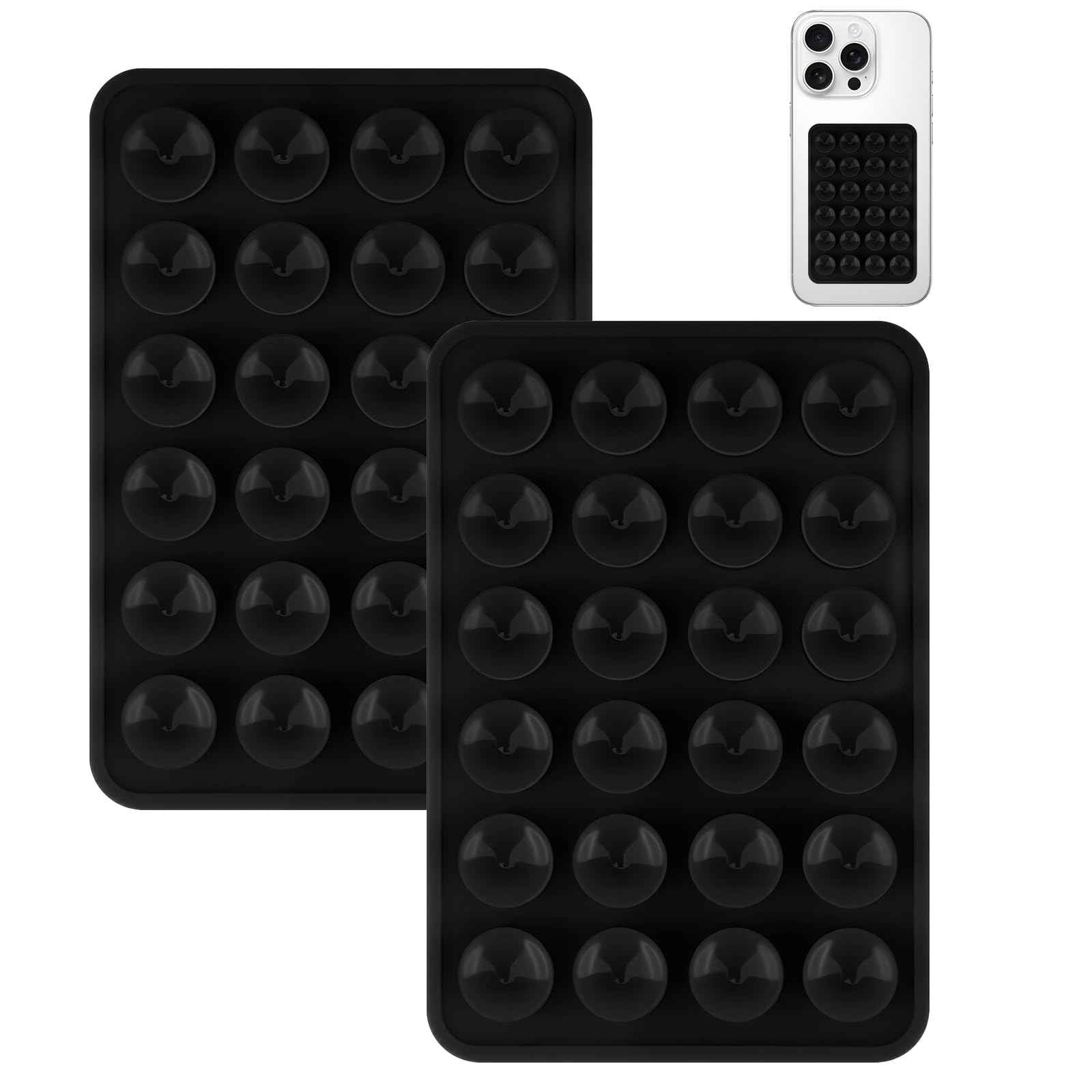 Yojaro 4Pack Silicone Suction Phone Case Mount, Silicon Adhesive Smartphones Stand Sticky, Hands-Free Phone Accessories Holder for Selfies and Videos (Black & White & Translucent & Light Pink)