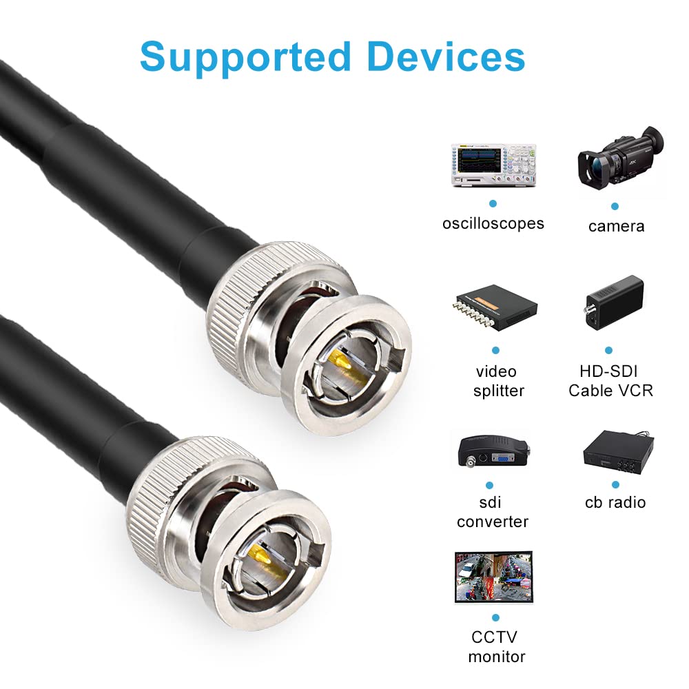 XRDS -RF 75FT SDI Cable, BNC Male Digital Video Cable 75 Ohm RG59 BNC Cables Supports HD-SDI/3G/6G-SDI/4K/8K