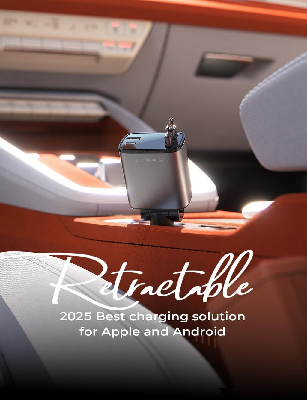LISEN einziehbares Auto-Ladegerät, Geschenke zum Muttertag 2026, 84W Auto-Ladegerät USB C Schnellladung, Geschenke für Mama Papa Ihn Sie, Reiseutensilien Autozubehör für Männer Frauen Geschenke für iPhone 17 16 15 14 13