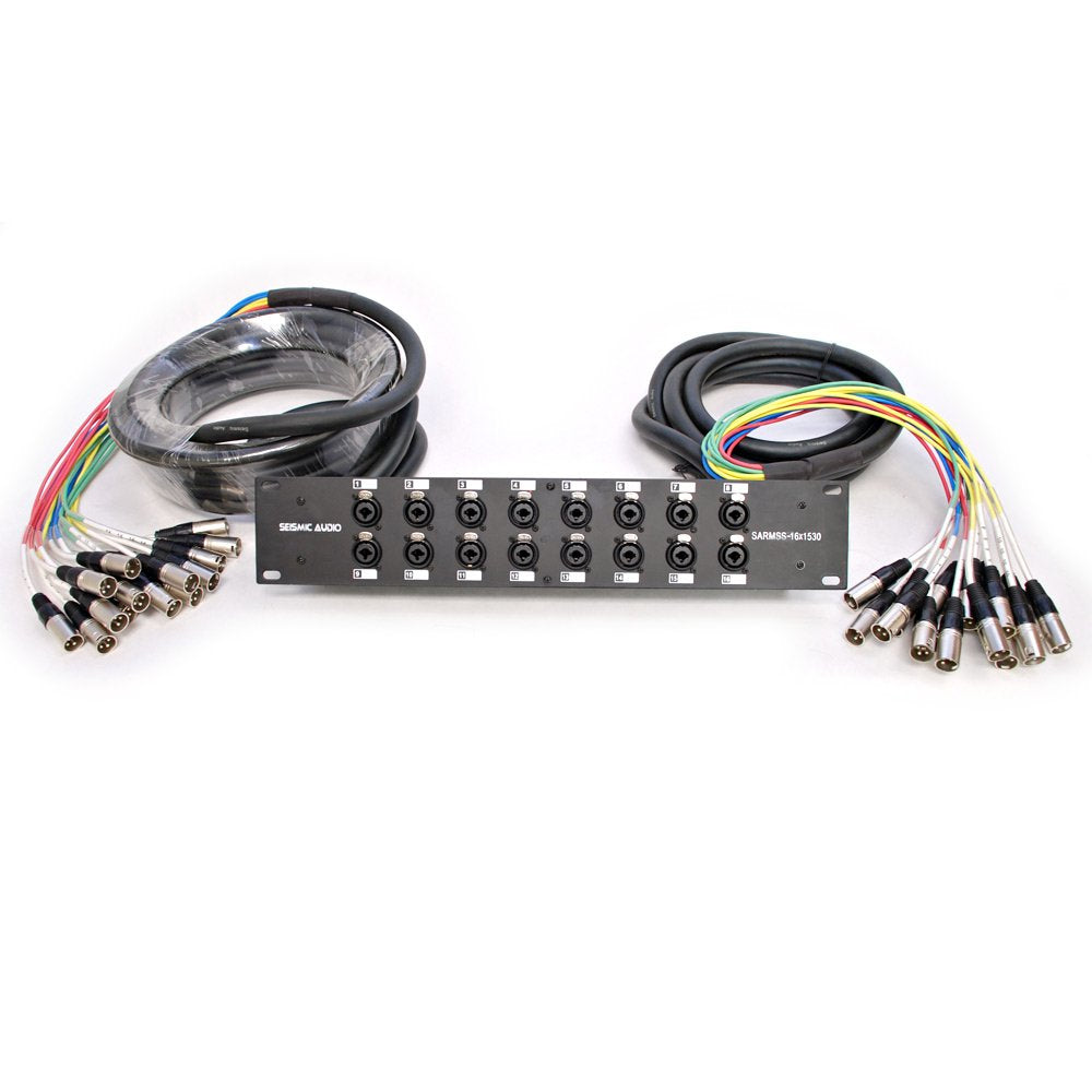 Seismic Audio SARMSS-16x515 Rack Mount 16 Channel XLR TRS Combo Splitter Snake Cable - 5' & 15' XLR trunks