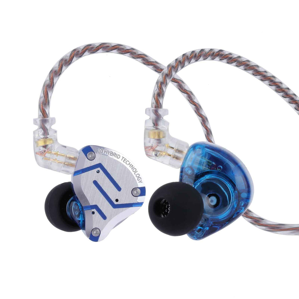 Linsoul KZ ZS10 Pro, 4BA+1DD 5 Driver in Ear Monitor, HiFi Wired Earbuds, Gaming Earbuds, Hybrid IEM Earphones with Stainless Steel Faceplate, Detachable Cable for Musician(Without Mic, Dark Black)