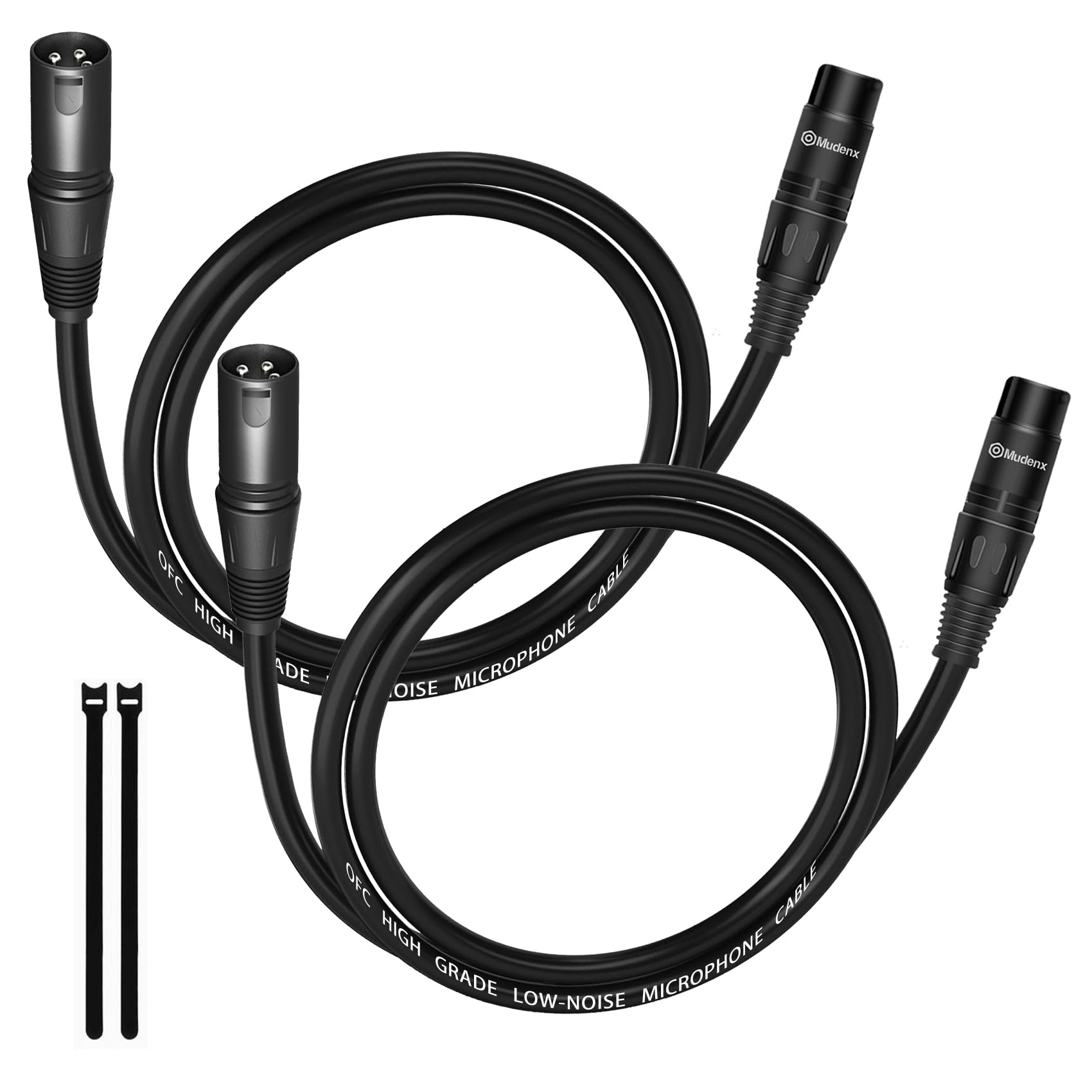 XLR Kabel 1,5 m, 2 Stück, XLR-Stecker auf -Buchse, 3-poliges Mikrofonkabel, abgeschirmt, symmetrisch, sauerstofffreies Kupfer (OFC), Lautsprecherkabel
