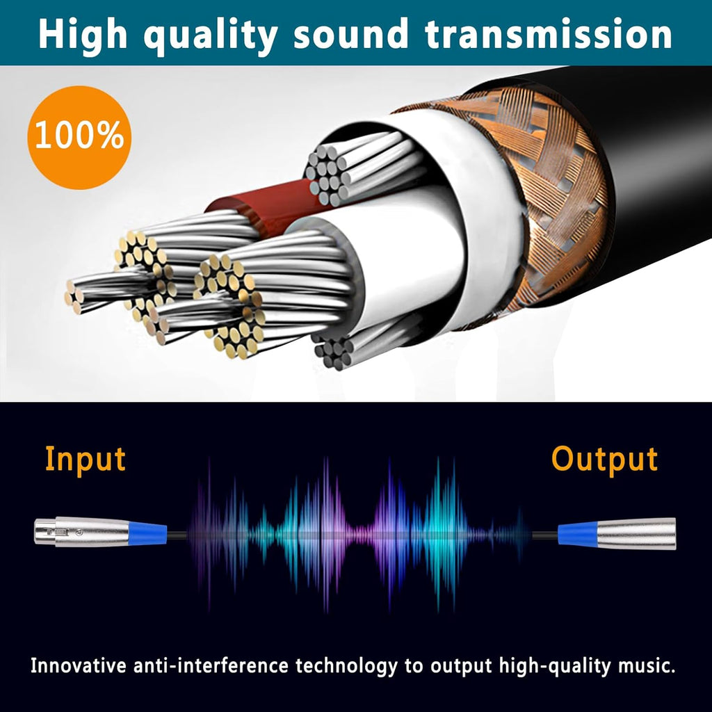 كابلات XLR، كابل ميكروفون XLR بطول 6 أقدام، مجموعة 8 قطع، كابل مكبر صوت متوازن 3 دبابيس من ذكر إلى أنثى، سلك ميكروفون للاستوديو، التسجيل الحي، إضاءة DMX