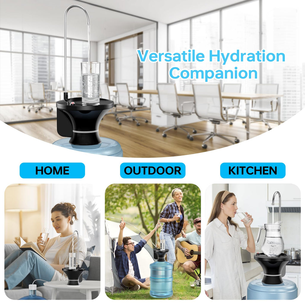 Water Dispenser for 5 Gallon Bottle, Electric Drinking Water Bottle Pump for 2-5 Gallon Jugs, USB Rechargeable Water Pump with 2 Switch Control for Home, Office, Camping