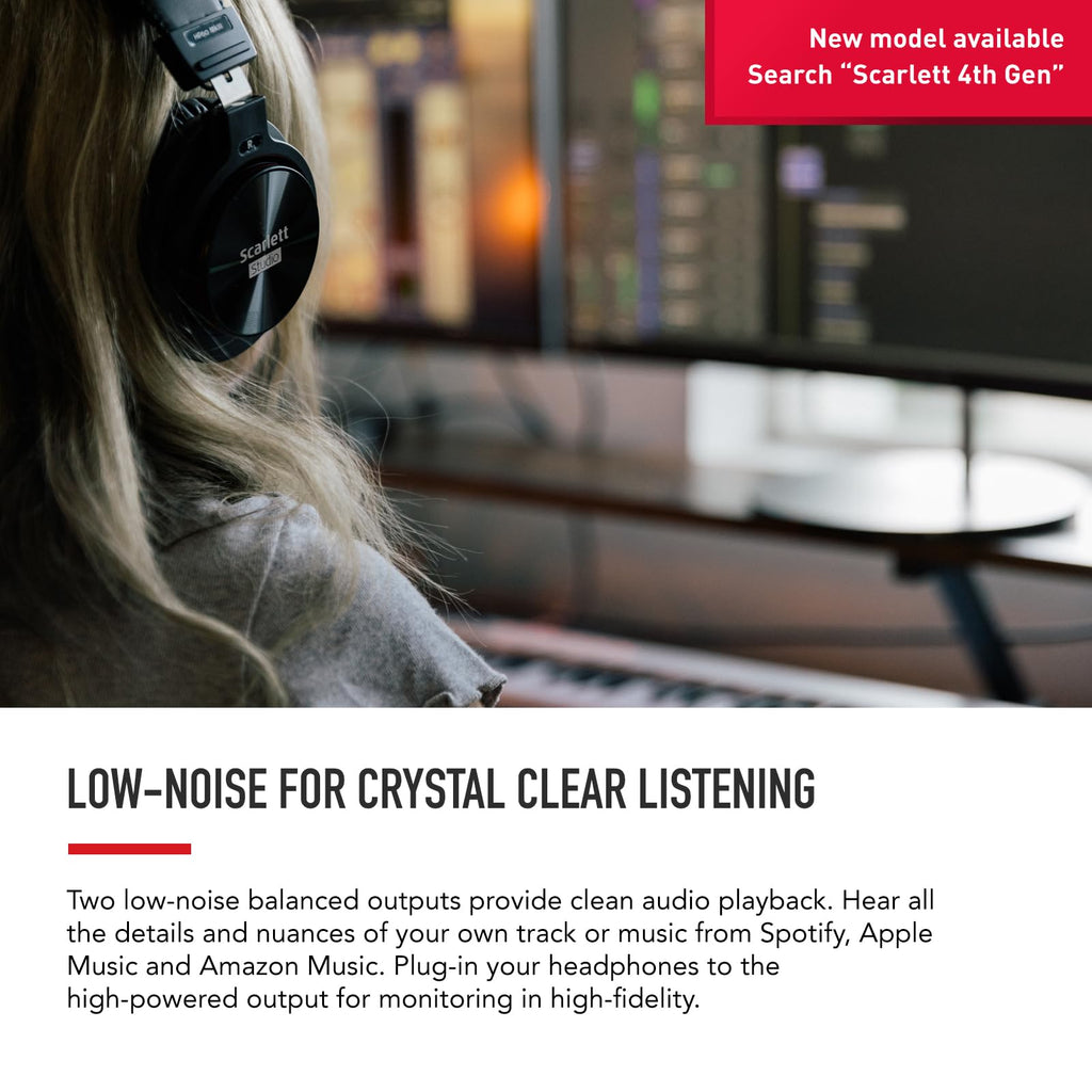 Focusrite Scarlett 2i2 4th Gen USB Audio Interface for Recording, Songwriting, Streaming and Podcasting — High-Fidelity, Studio Quality Recording, and All the Software You Need to Record