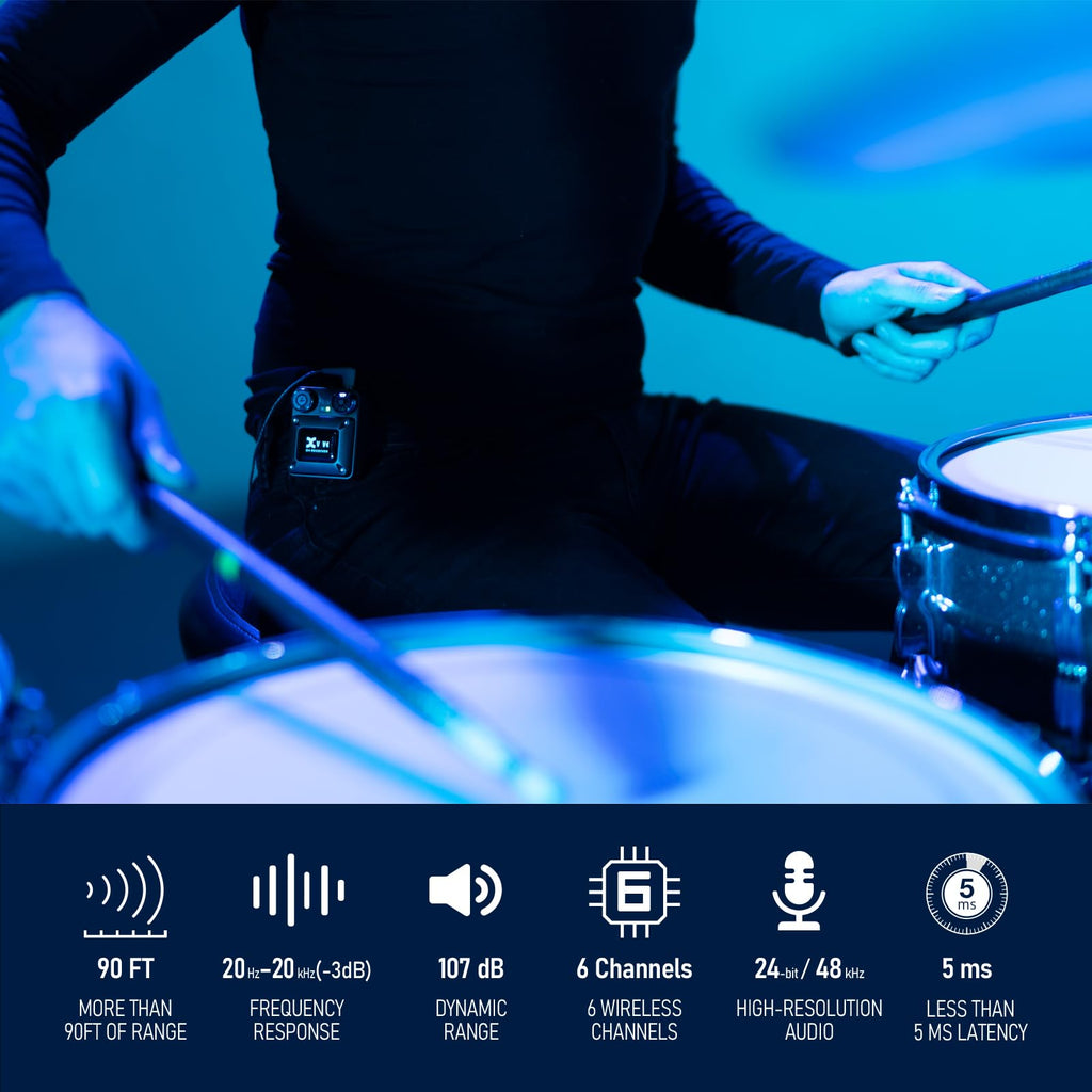 Xvive U4 Wireless in-Ear Monitor System Professional IEM System Transmitter and Beltpack Receiver for Studio, Band Rehearsal,Live Performance (U4)