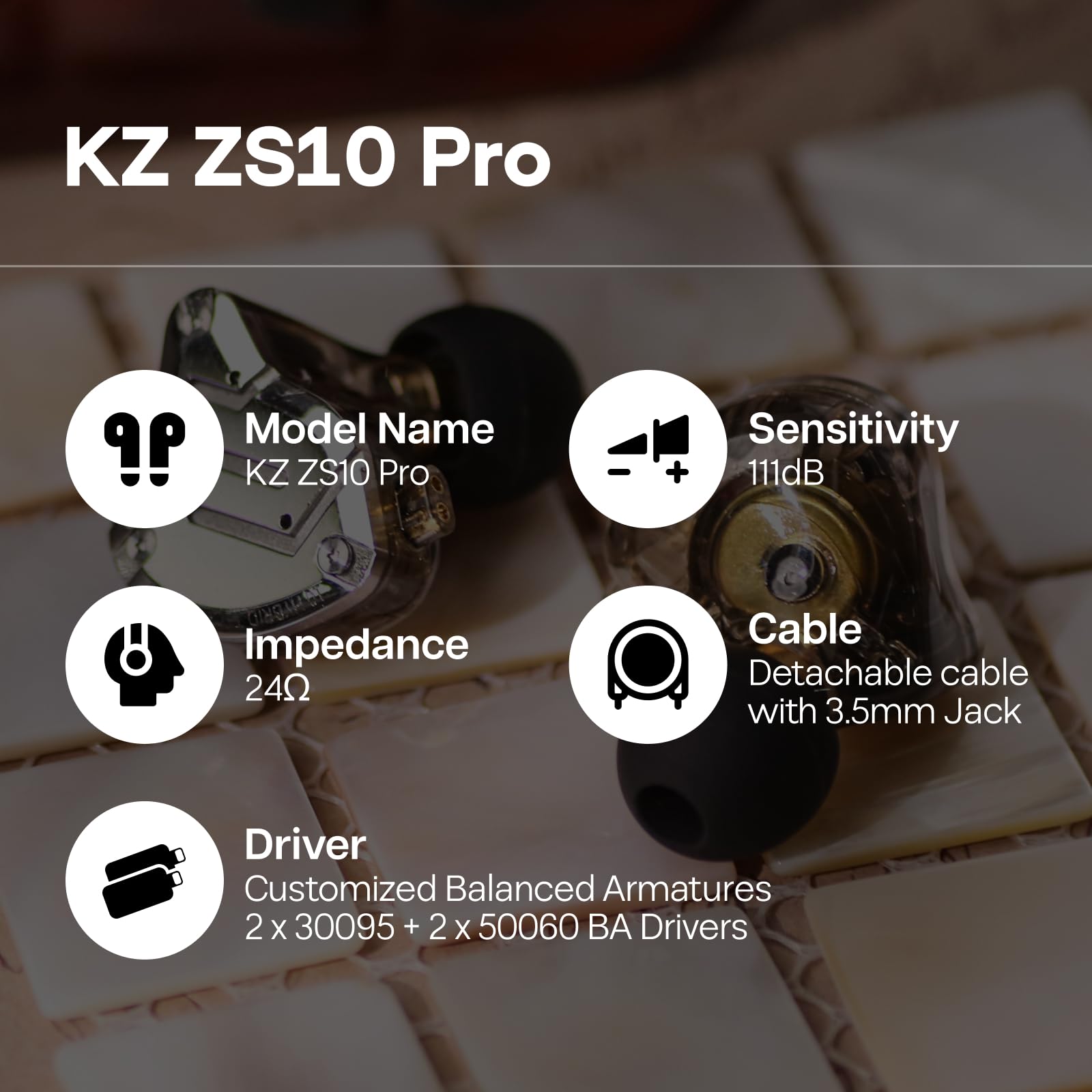 لينسول KZ ZS10 Pro، سماعات أذن داخلية مزودة بـ 4 محركات BA و1 محرك DD، سماعات سلكية هاي فاي، سماعات ألعاب، سماعات IEM هجينة مع لوحة وجه من الفولاذ المقاوم للصدأ، كابل قابل للفصل للموسيقيين (بدون ميكروفون، أسود)
