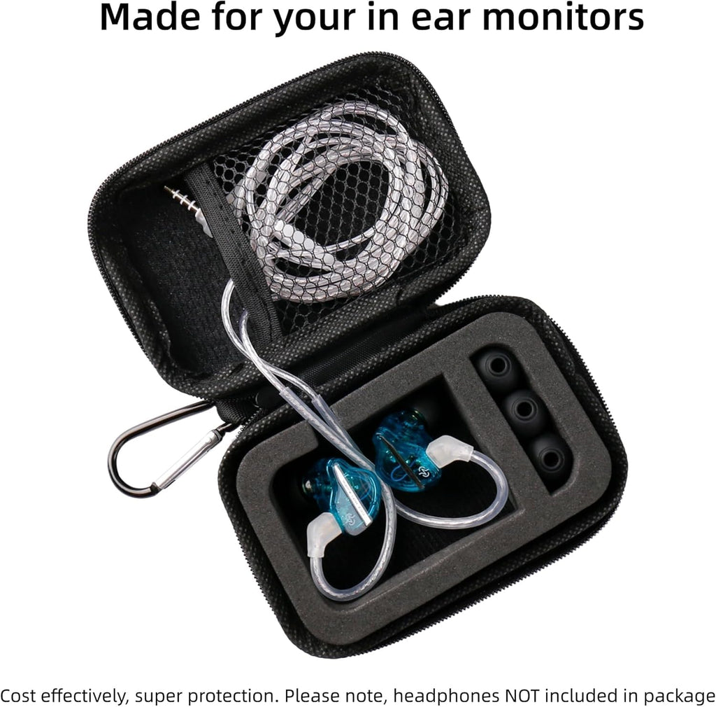 KZ ZS10 Pro IEM 入耳式监听器盒，带登山扣的 CCZ ZC02 耳机盒，适用于 CCA CRA、Shure SE215、Moondrop Chu、CCZ Melody、KBEAR KS1 的 EVA 旅行收纳包