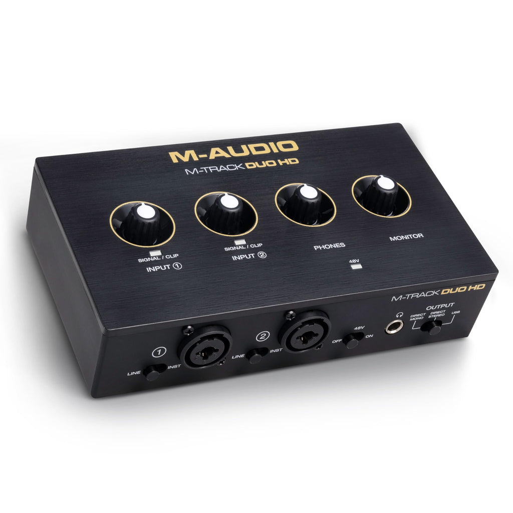 M-AUDIO M-Track Duo USB Audio Interface zum Aufnehmen, Streamen und Podcasting mit zwei XLR-, Line- und DI-Eingängen sowie einer Software-Suite