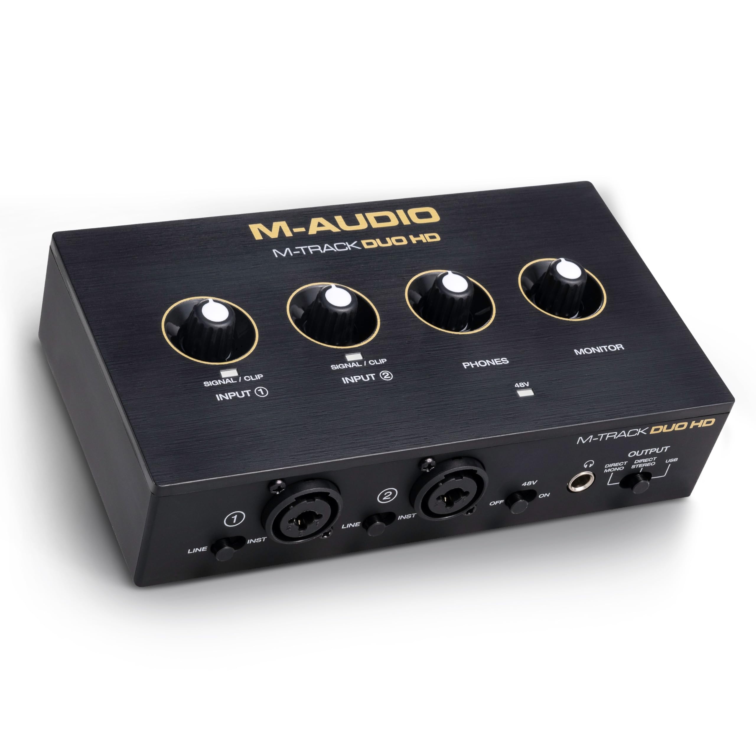 M-AUDIO M-Track Duo USB Audio Interface zum Aufnehmen, Streamen und Podcasting mit zwei XLR-, Line- und DI-Eingängen sowie einer Software-Suite