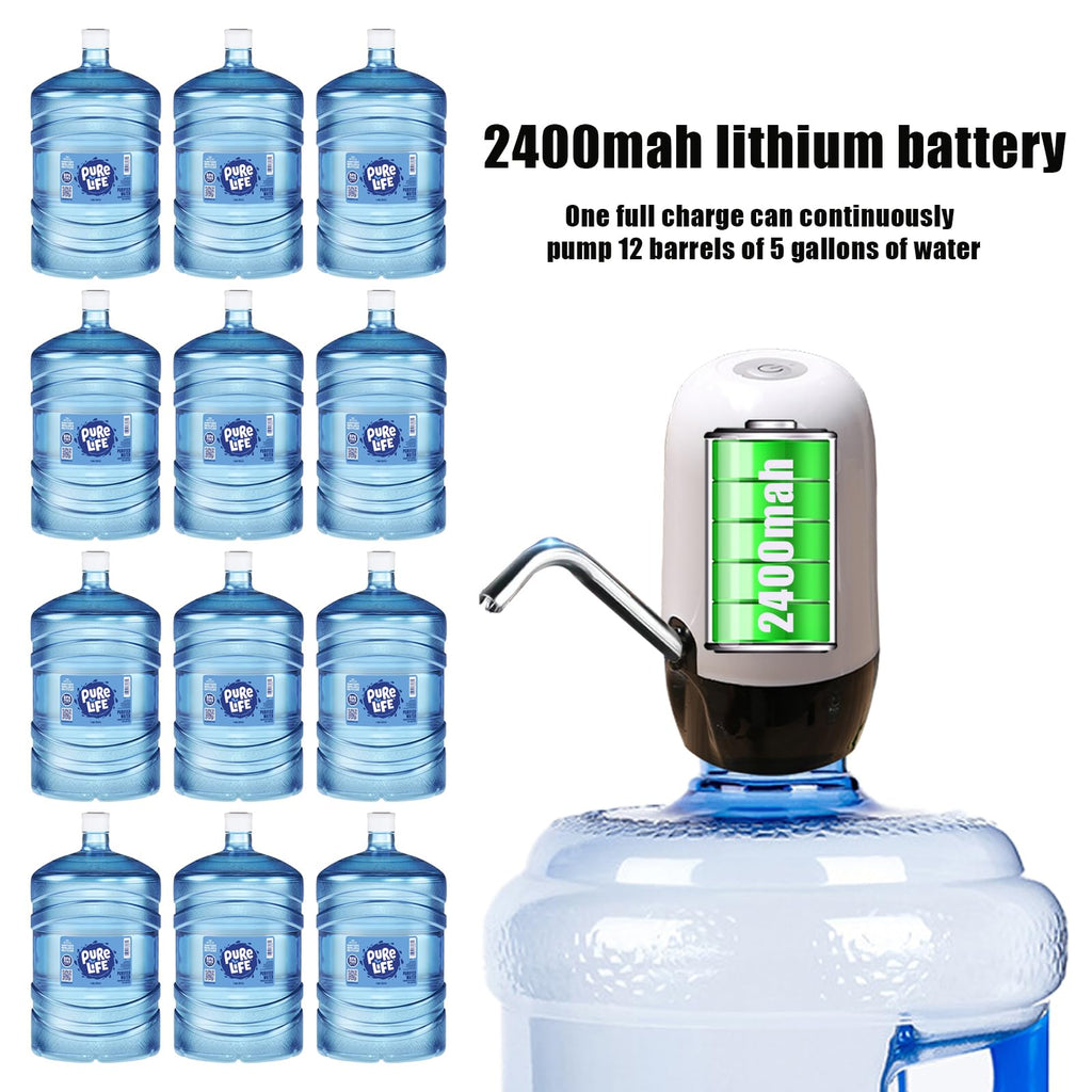 Echte Dual-Wasserpumpe 5 Gallonen Wasserspender, tragbarer Wasserkrug mit hoher Batteriekapazität, USB-Ladefunktion, einfach zu bedienender Wasserspender für 5-Gallonen-Flaschen Camping