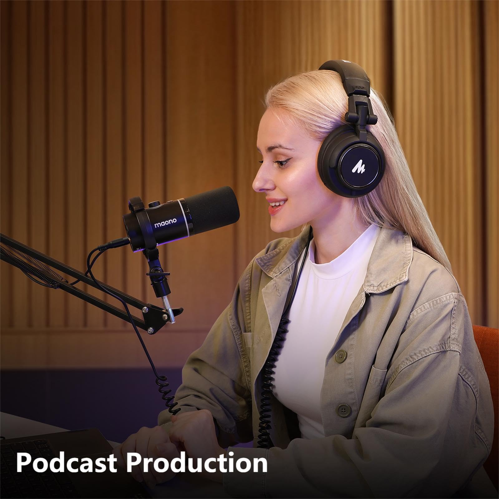 MAONO MH601 Professional Studio Monitor Headphones, Wired Closed Back Over Ear DJ Headset with 50mm Drivers and 1/4 inch to 3.5mm Jack for Guitar Amp Recording Mixing Piano Music Podcast Streaming