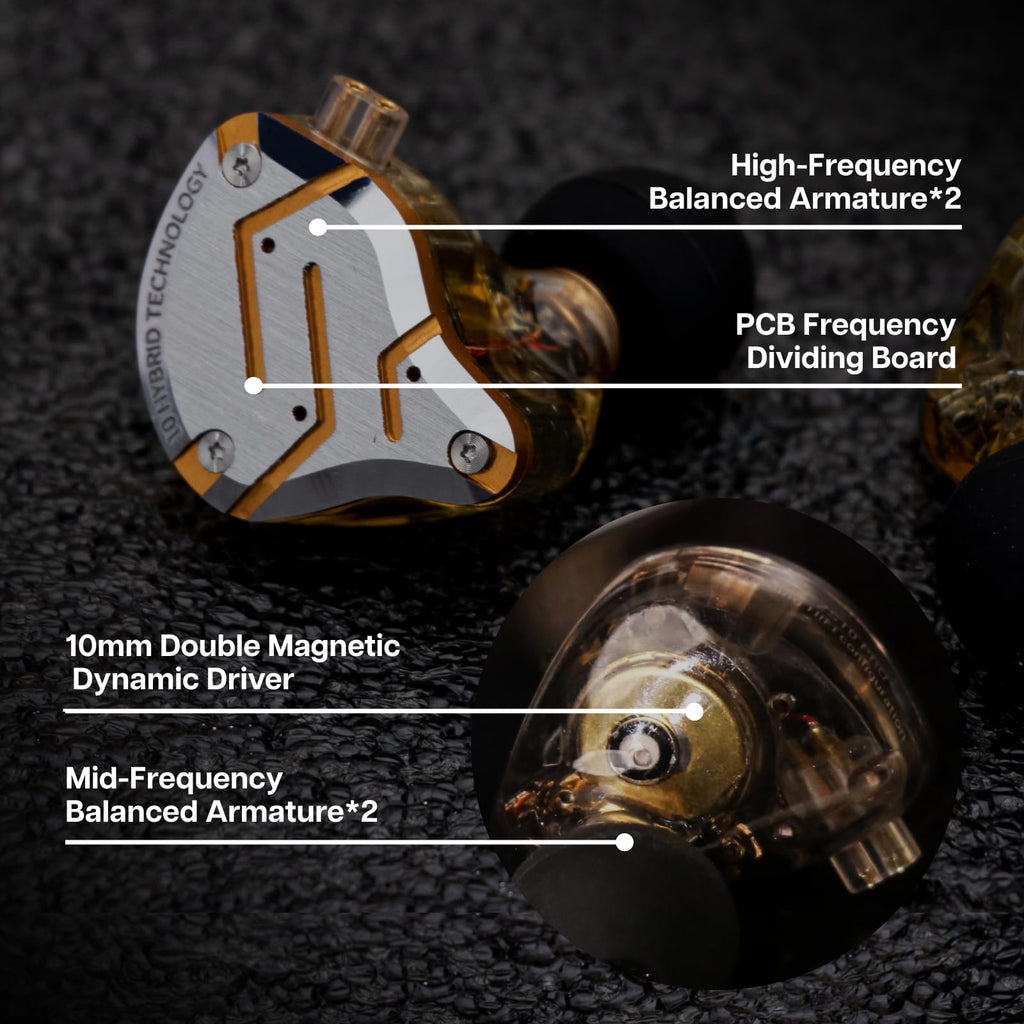 لينسول KZ ZS10 Pro، سماعات أذن داخلية مزودة بـ 4 محركات BA و1 محرك DD، سماعات سلكية هاي فاي، سماعات ألعاب، سماعات IEM هجينة مع لوحة وجه من الفولاذ المقاوم للصدأ، كابل قابل للفصل للموسيقيين (بدون ميكروفون، أسود)