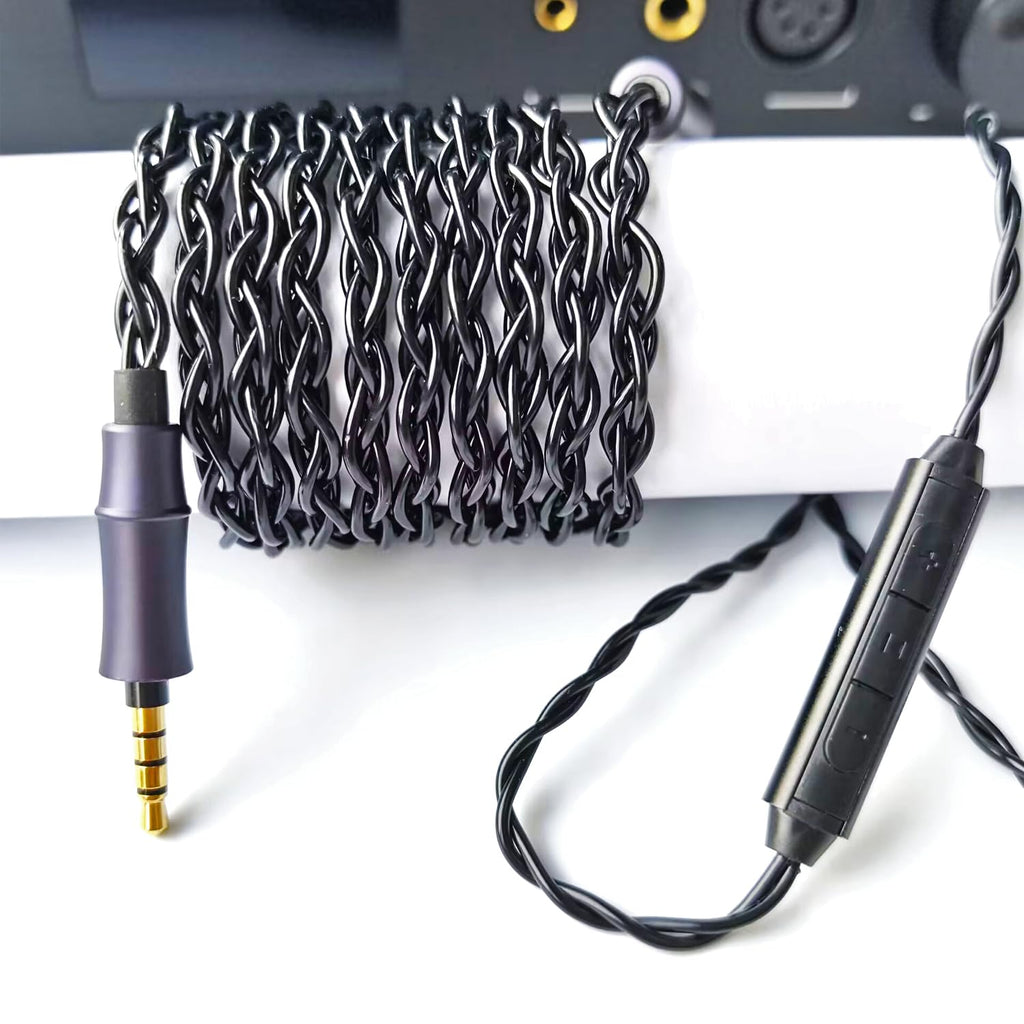 IEM Upgrade Cable, 16 Core Silver Plated Earphone Upgraded Cords, QDC-C Pin 1.5m in Ear Monitor Cable for KZ ZS10 ZSN PRO AS16 CCA CRA C12(Recessed 2pin 3.5mm 4.9ft) Black