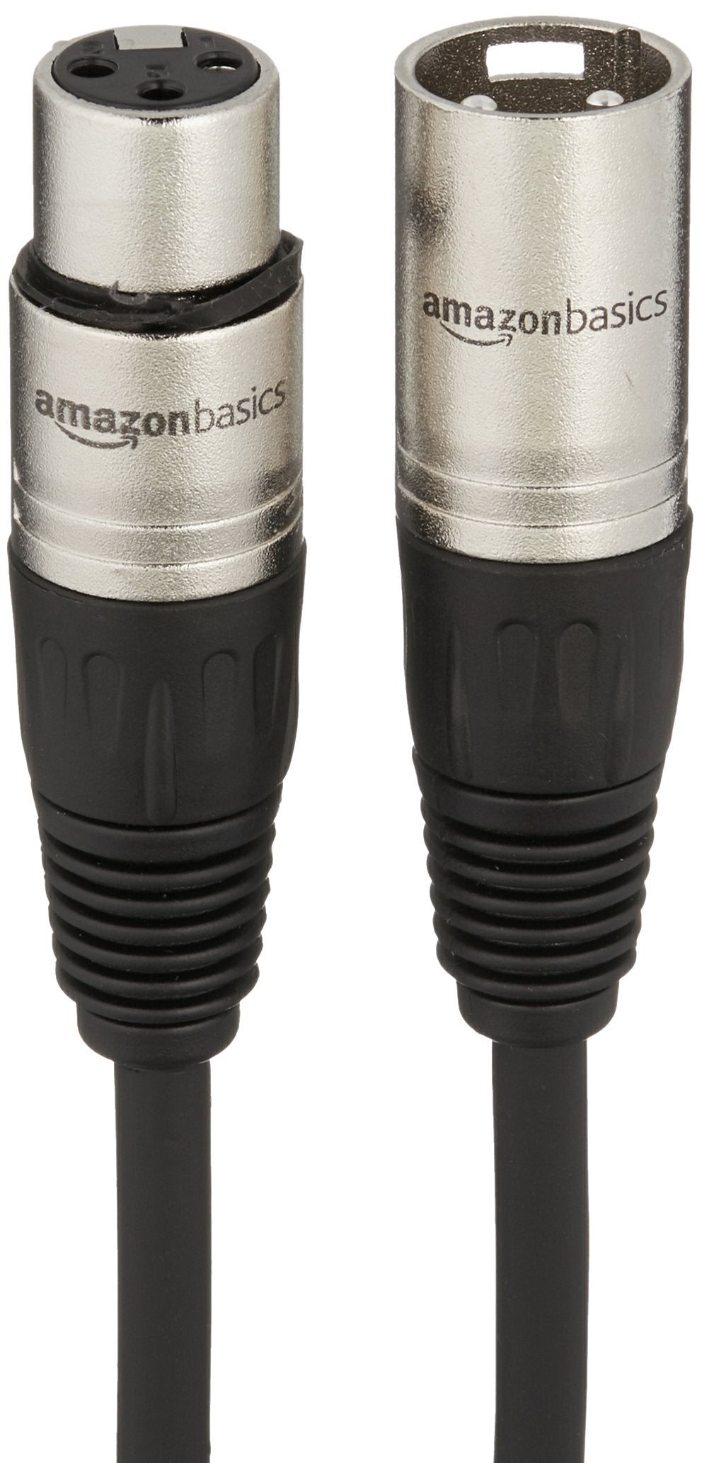 Amazon Basics XLR公对母麦克风电缆，适用于扬声器或公共广播系统、录音棚，全铜导体，低噪声屏蔽，6毫米PVC护套，6英尺，黑色