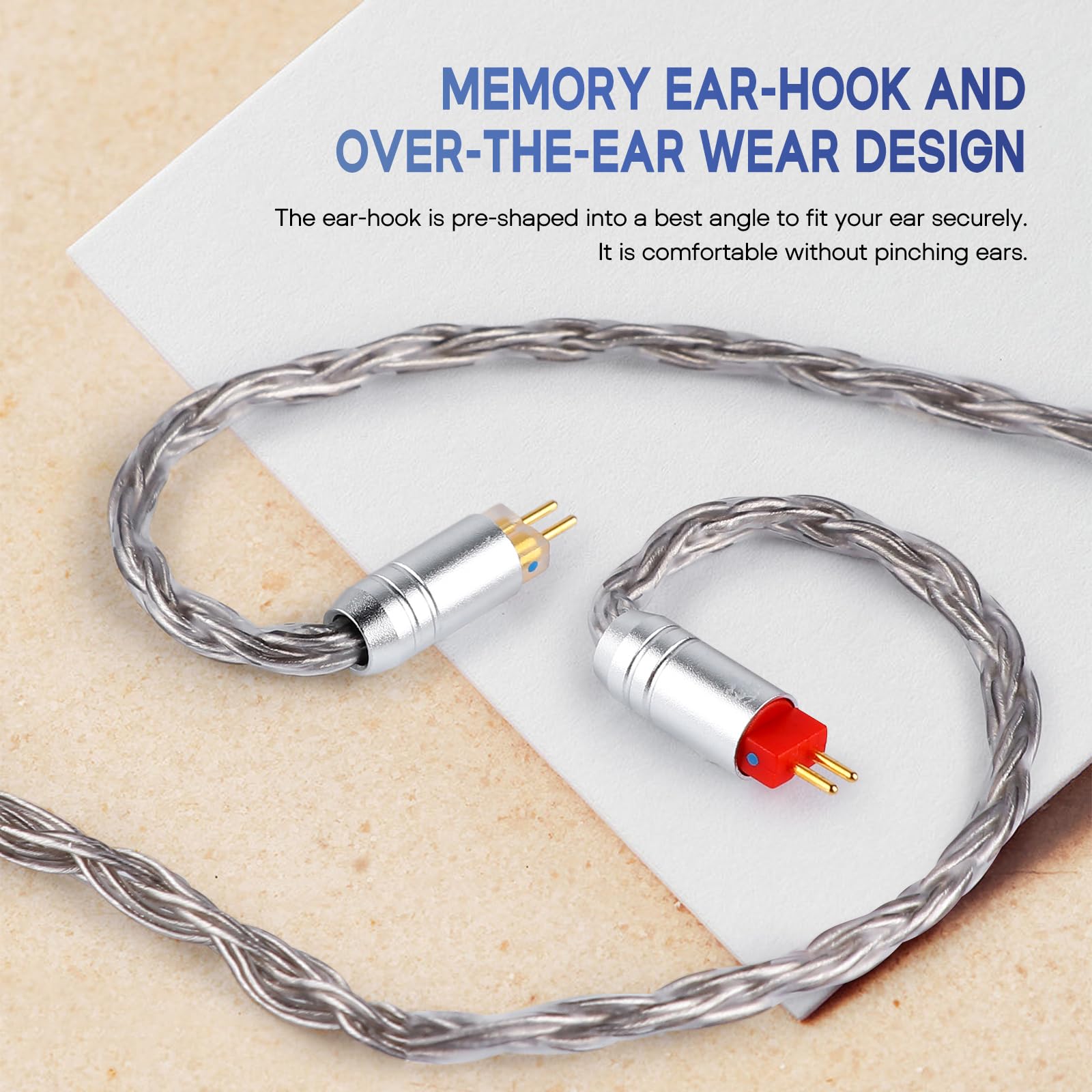 Linsoul Tripowin Zonie IEM Cable, 16 Core Silver Plated Earphone Upgraded Cords, 1.25m SPC in Ear Monitor Cable for 7hz Zero:2 Orchestra Lite Cadenza Hype4 Supermix4(2pin 0.78mm, 4.4mm)(Grey)