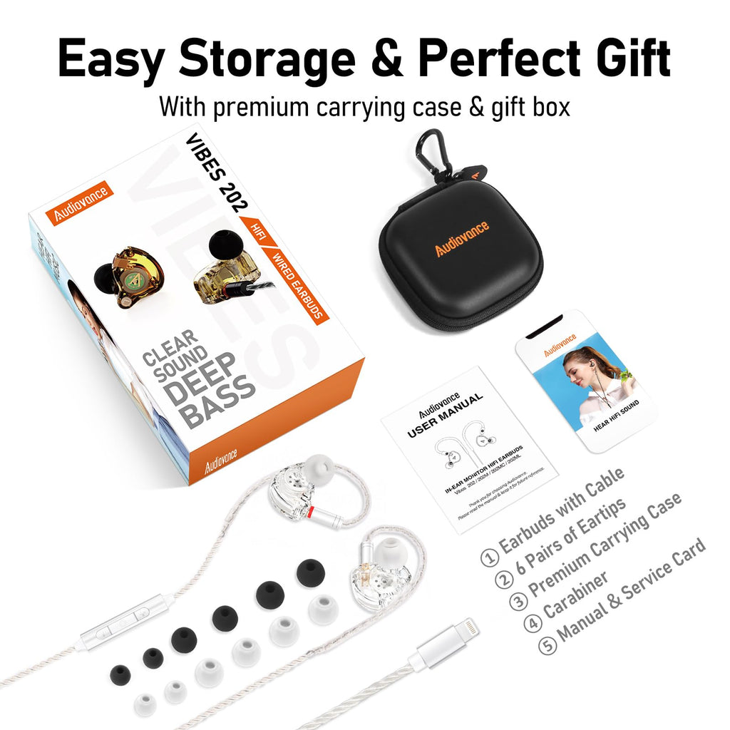 Vibes 202MC USB-C Wired Earbuds - USBC HiFi in Ear Headphones for iPhone 17/16/15 - Noise Isolating Ear Buds w/ Mic - Clear Sound, Deep Bass & Comfort-Fit Earphones - Silver Plated Cord, Carrying Case