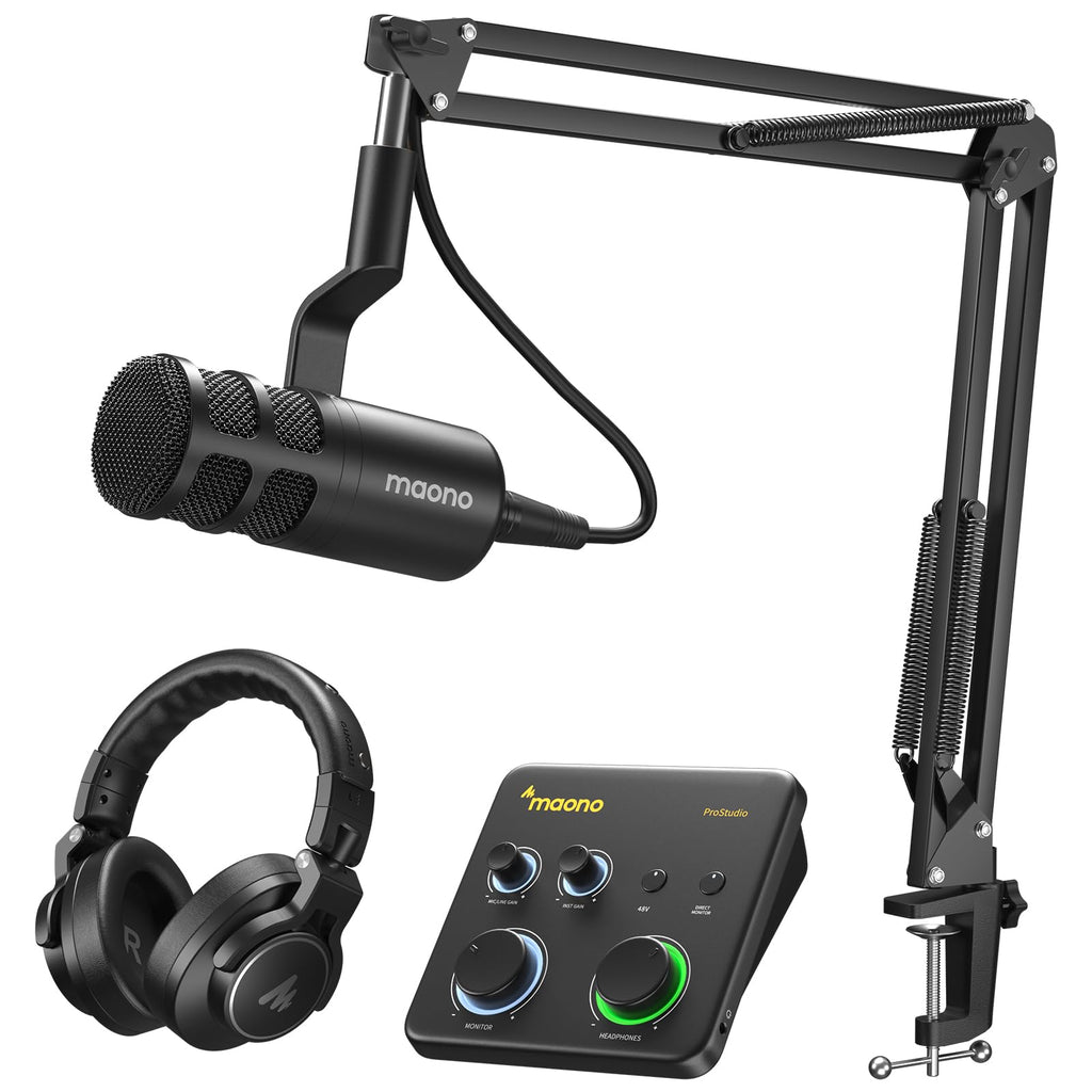 MAONO USB音频接口适用于PC：带XLR输入、24位/192kHz路由软件、LOOPBACK、ASIO驱动，适用于录音、家庭工作室、吉他、播客、直播、DAW（PS22 Lite 黑）