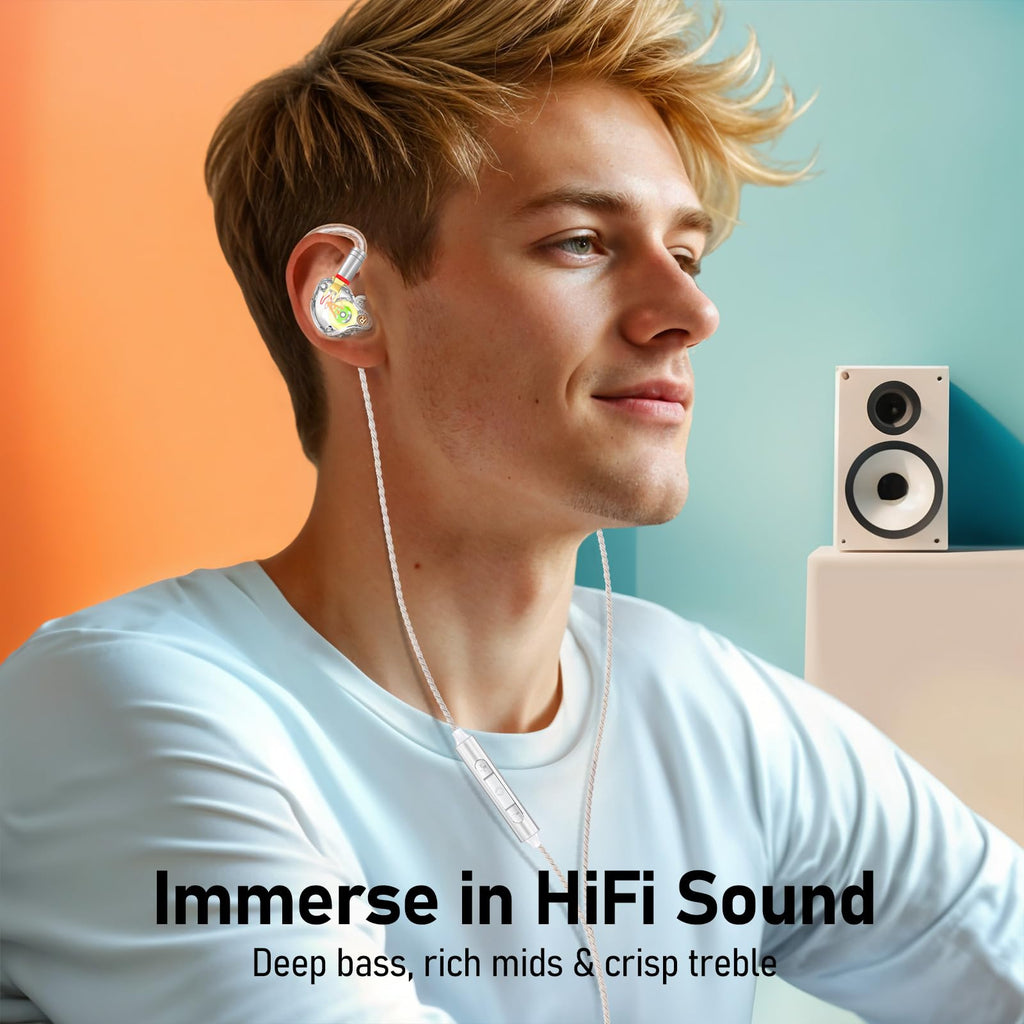 Vibes 202MC USB-C Wired Earbuds - USBC HiFi in Ear Headphones for iPhone 17/16/15 - Noise Isolating Ear Buds w/ Mic - Clear Sound, Deep Bass & Comfort-Fit Earphones - Silver Plated Cord, Carrying Case